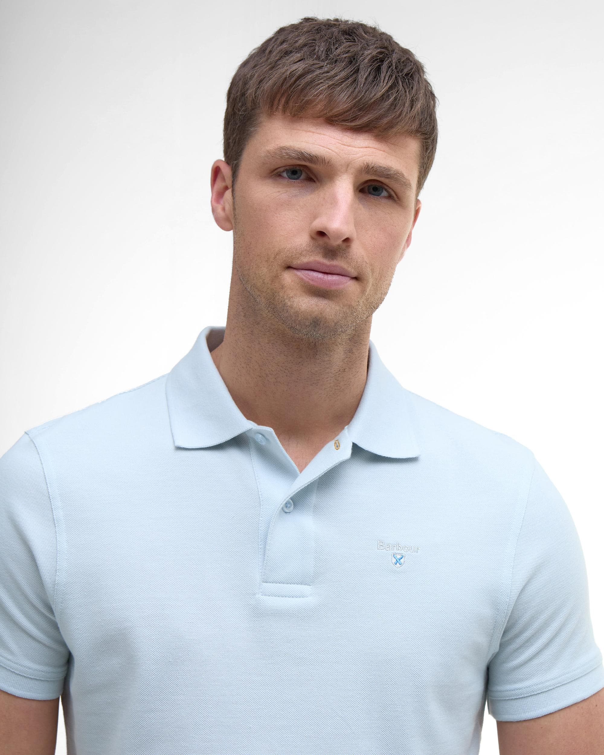 Barbour Mens Sports Polo Shirt - Bleached Blue - Image 2