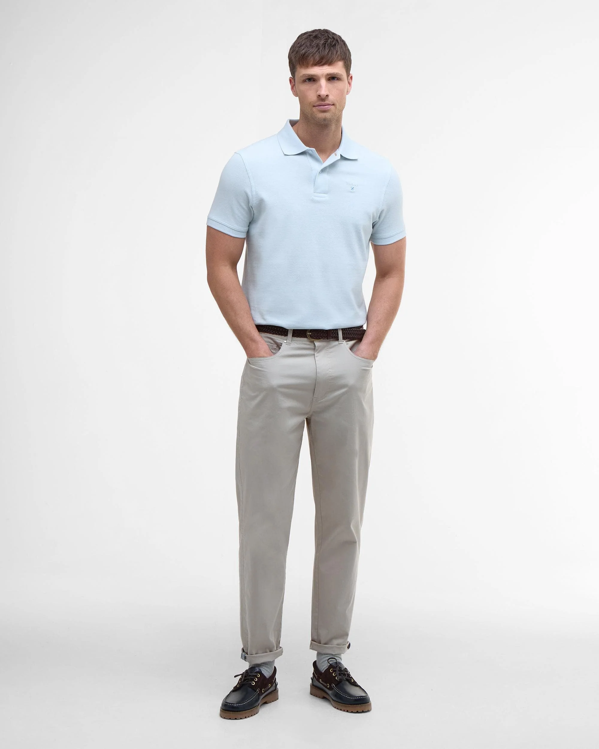 Barbour Mens Sports Polo Shirt - Bleached Blue - Image 3