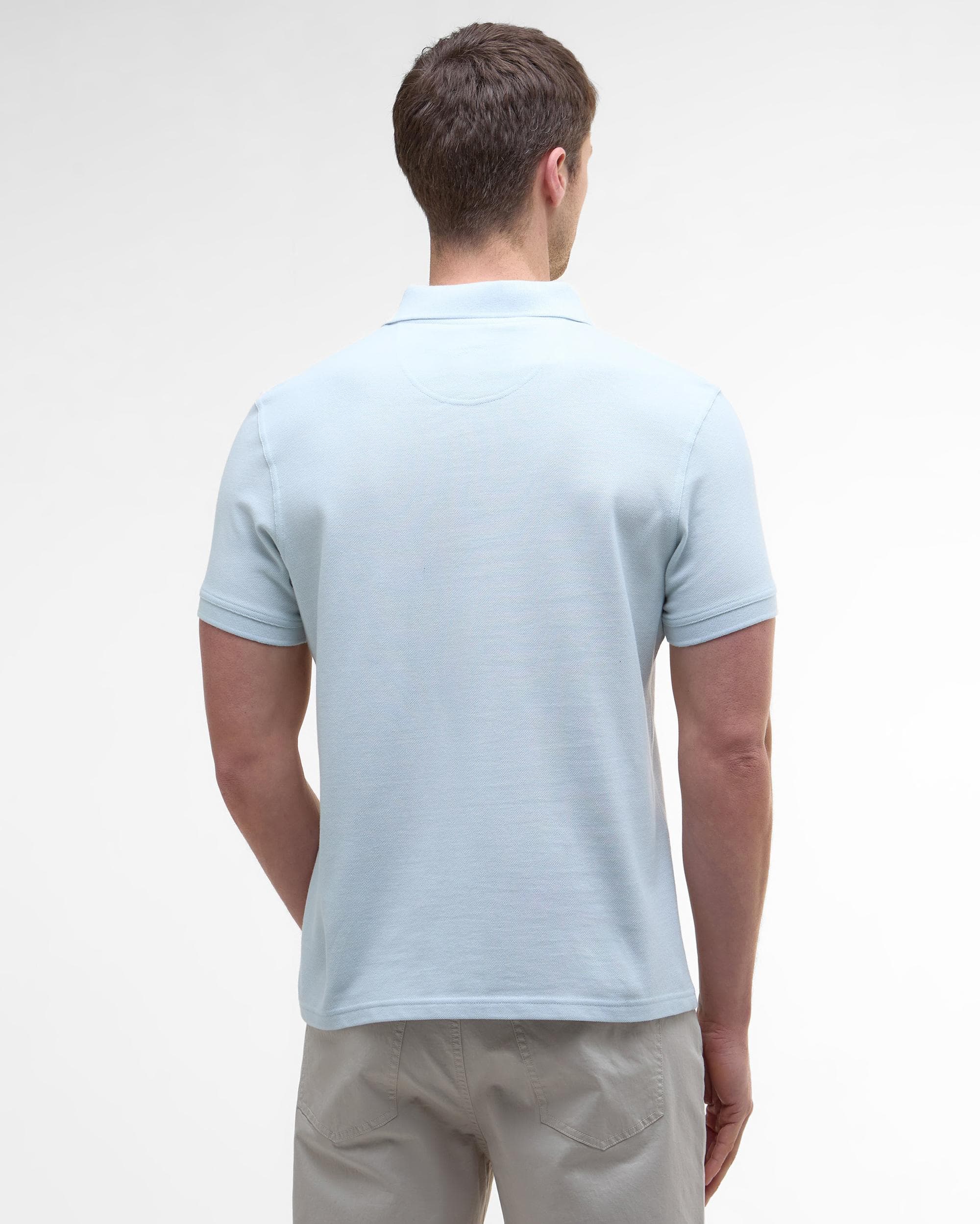 Barbour Mens Sports Polo Shirt - Bleached Blue - Image 4