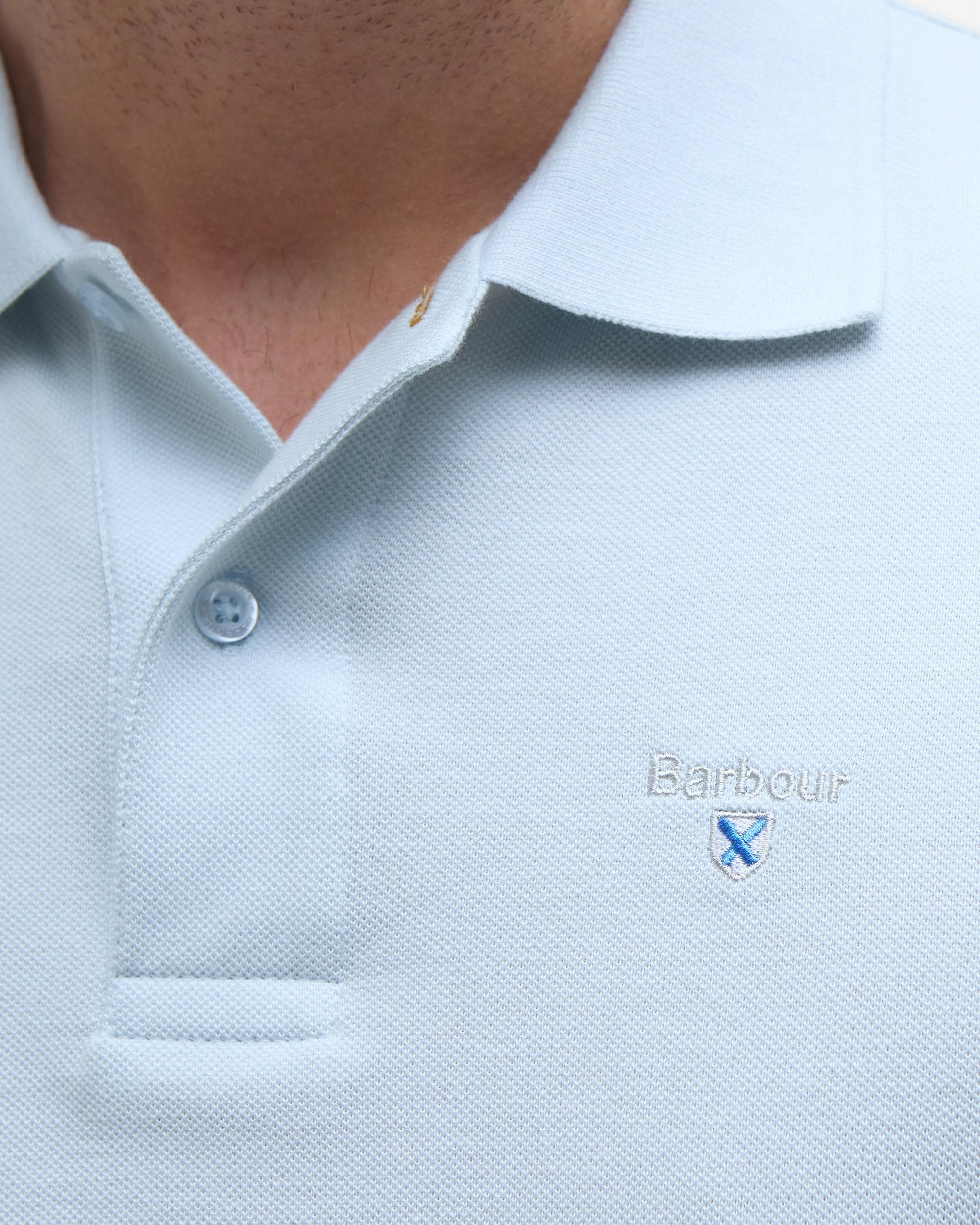 Barbour Mens Sports Polo Shirt - Bleached Blue - Image 5