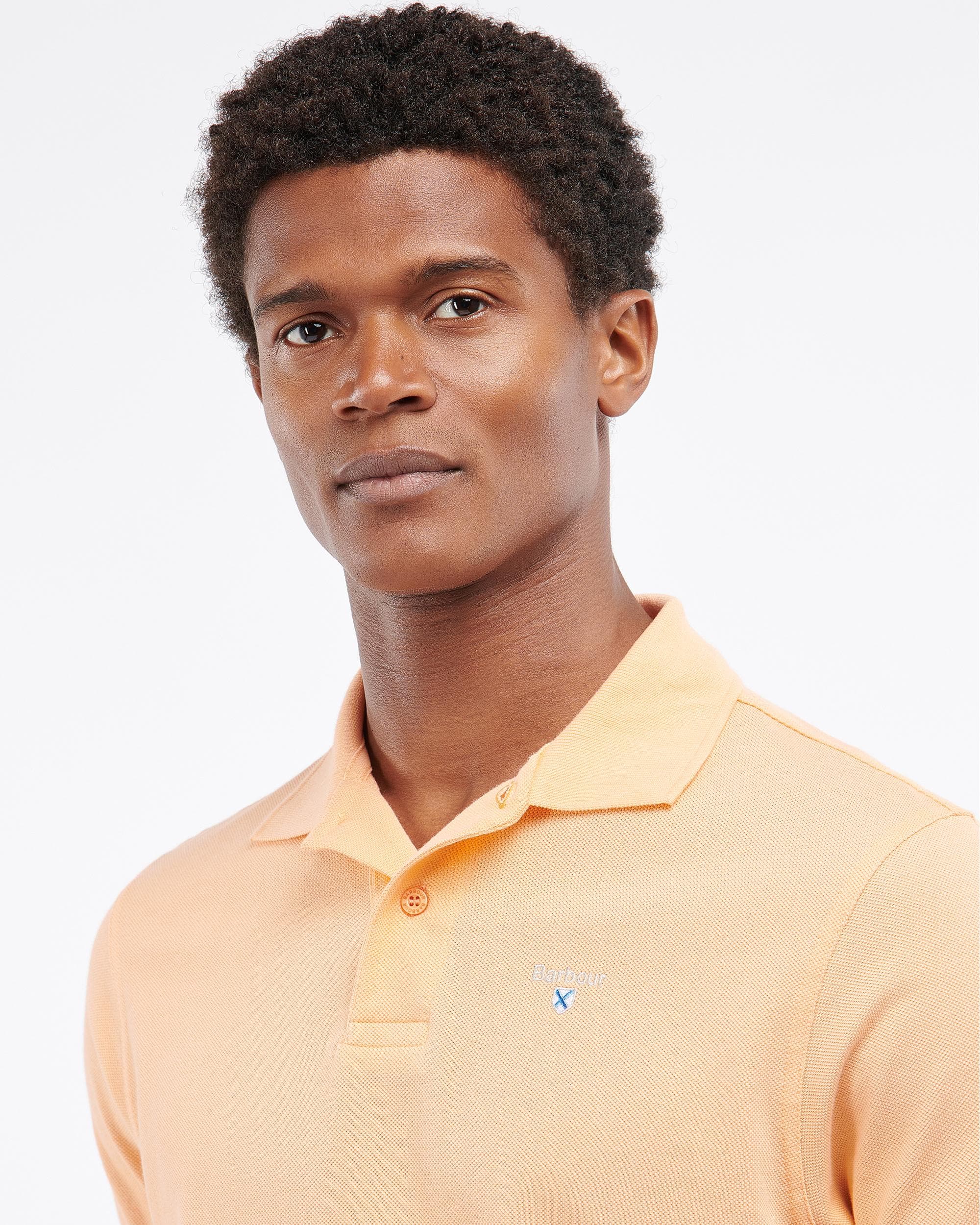 Barbour Mens Sports Polo Shirt - Coral Sands - Image 2