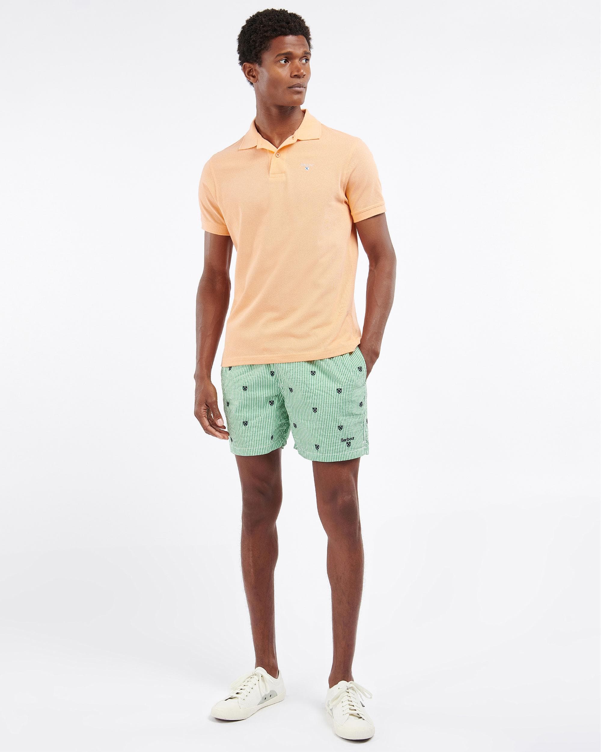 Barbour Mens Sports Polo Shirt - Coral Sands - Image 3