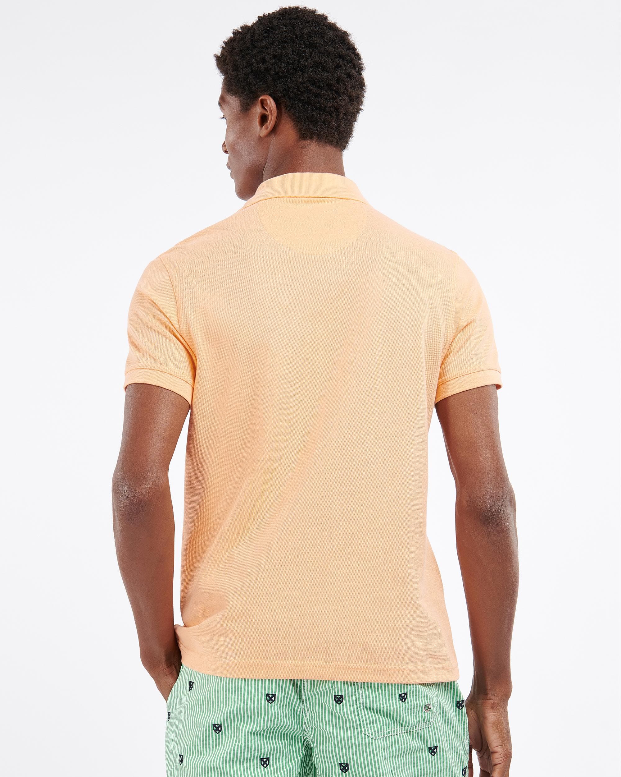 Barbour Mens Sports Polo Shirt - Coral Sands - Image 4