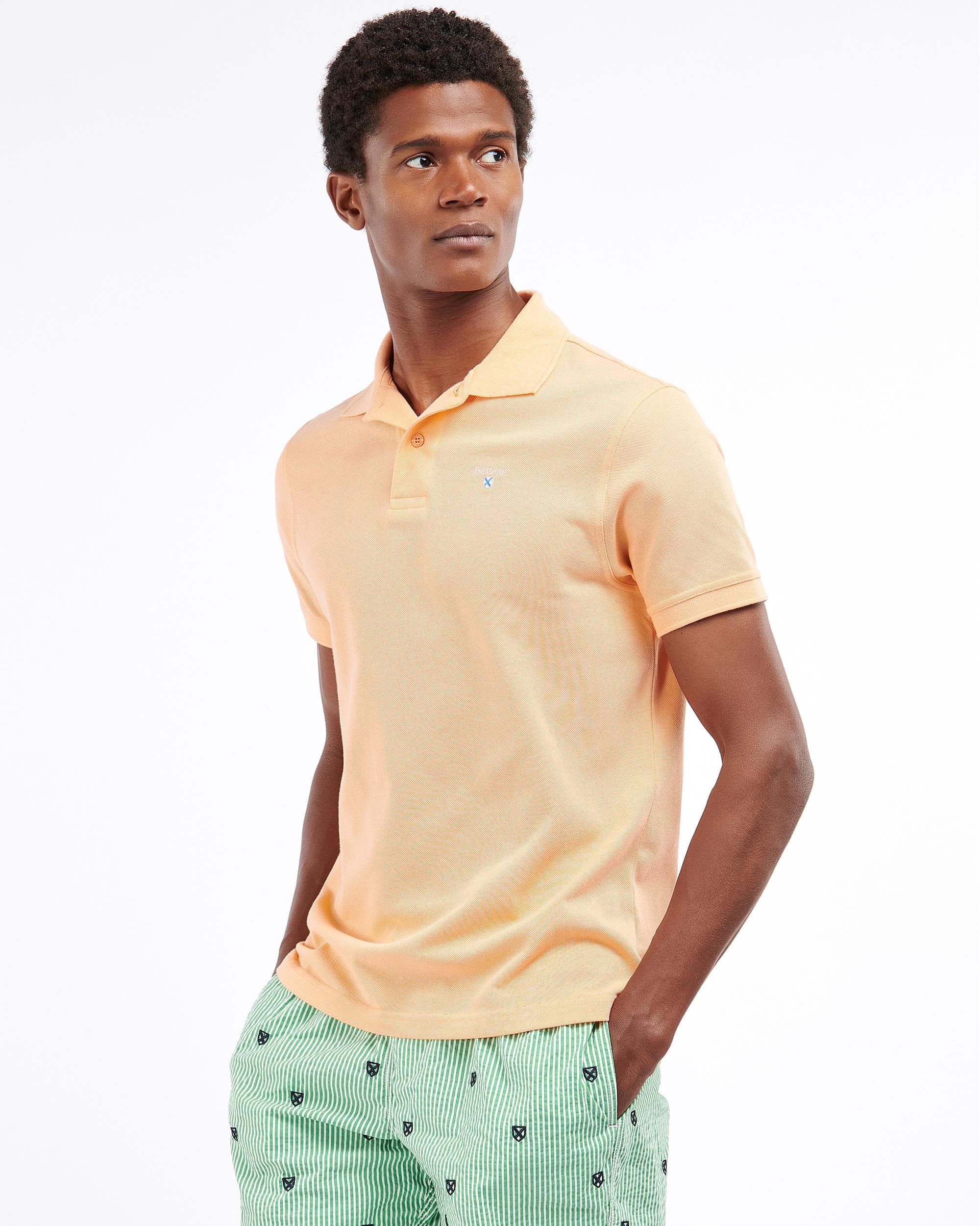 Barbour Mens Sports Polo Shirt - Coral Sands - Image 8