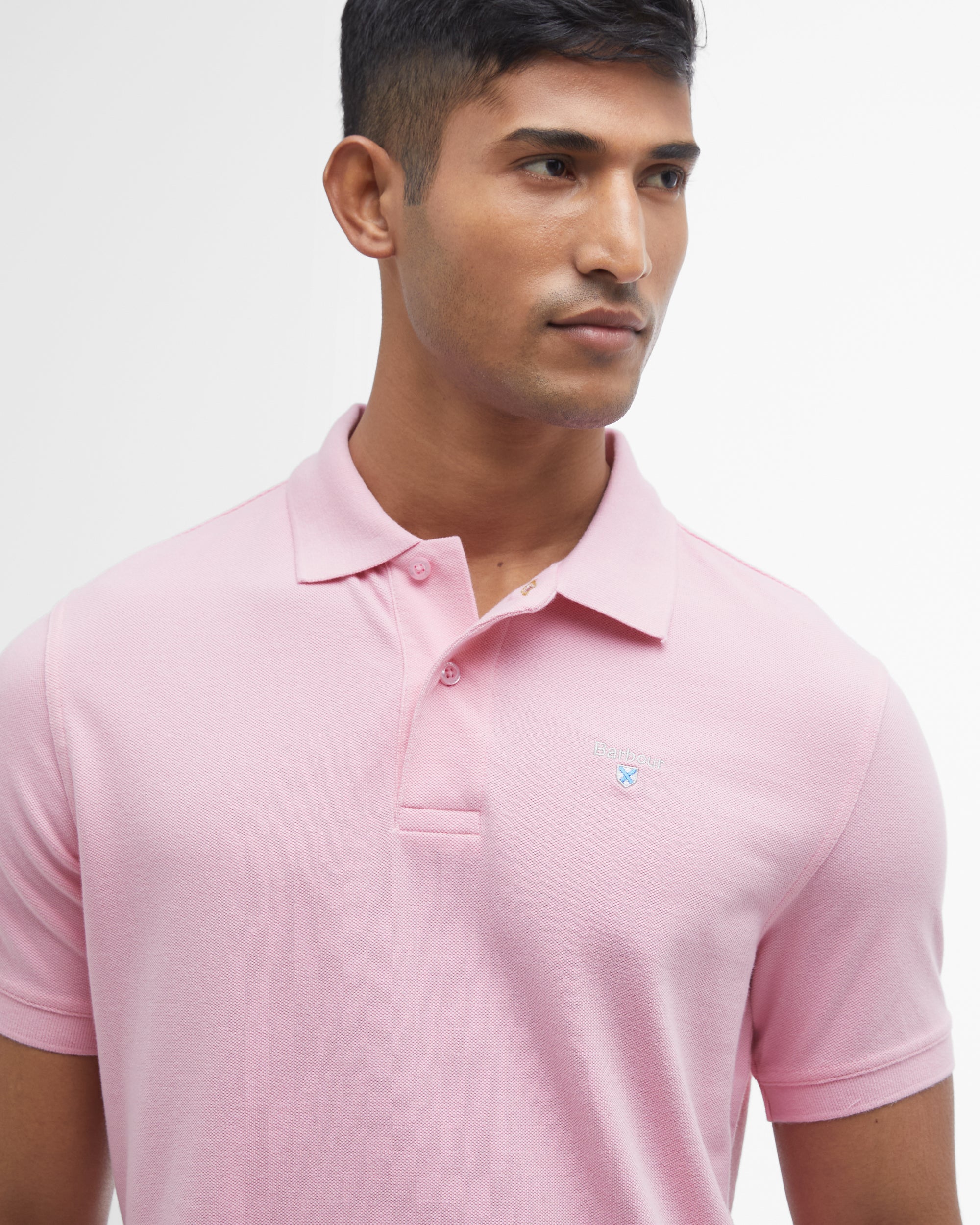 Barbour Mens Sports Polo Shirt - Pink - Image 2