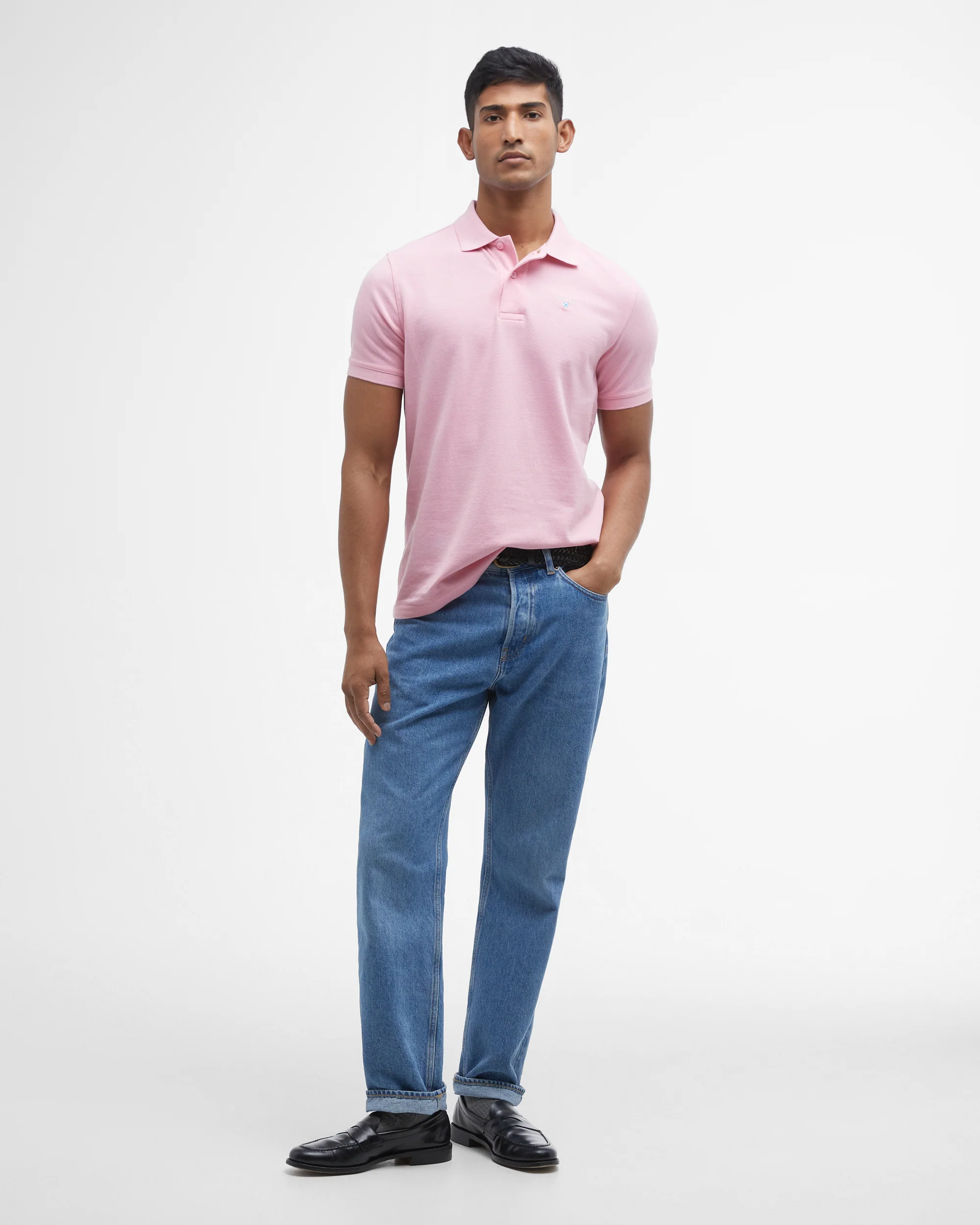 Barbour Mens Sports Polo Shirt - Pink - Image 3