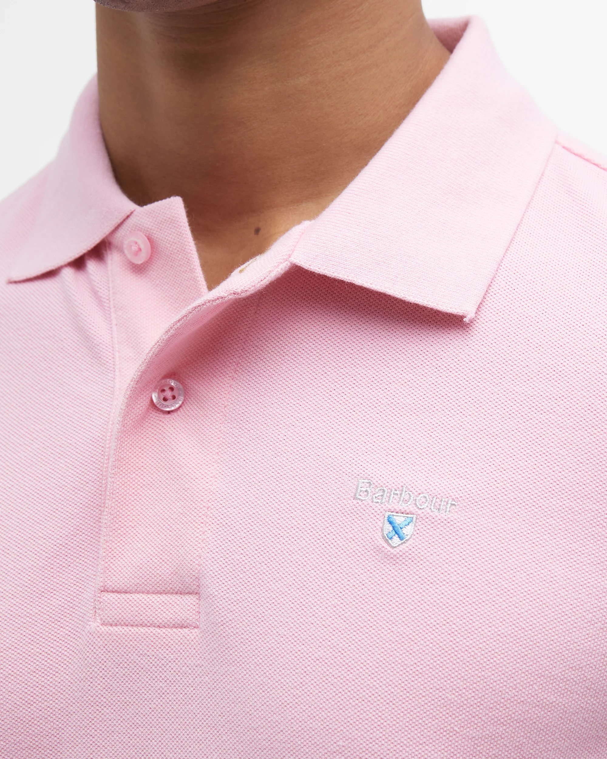 Barbour Mens Sports Polo Shirt - Pink - Image 5