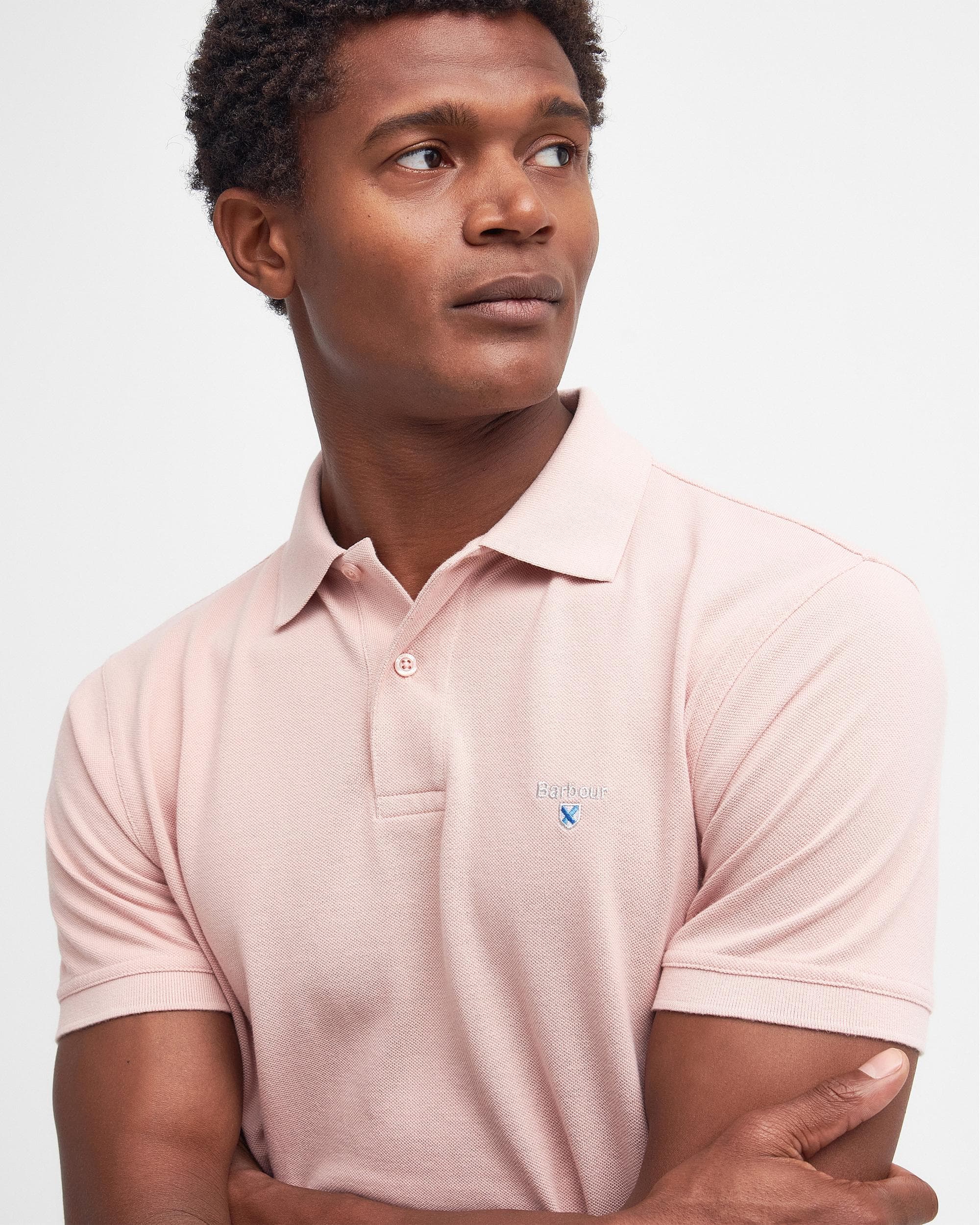 Barbour Mens Sports Polo Shirt - Pink Mist - Image 2