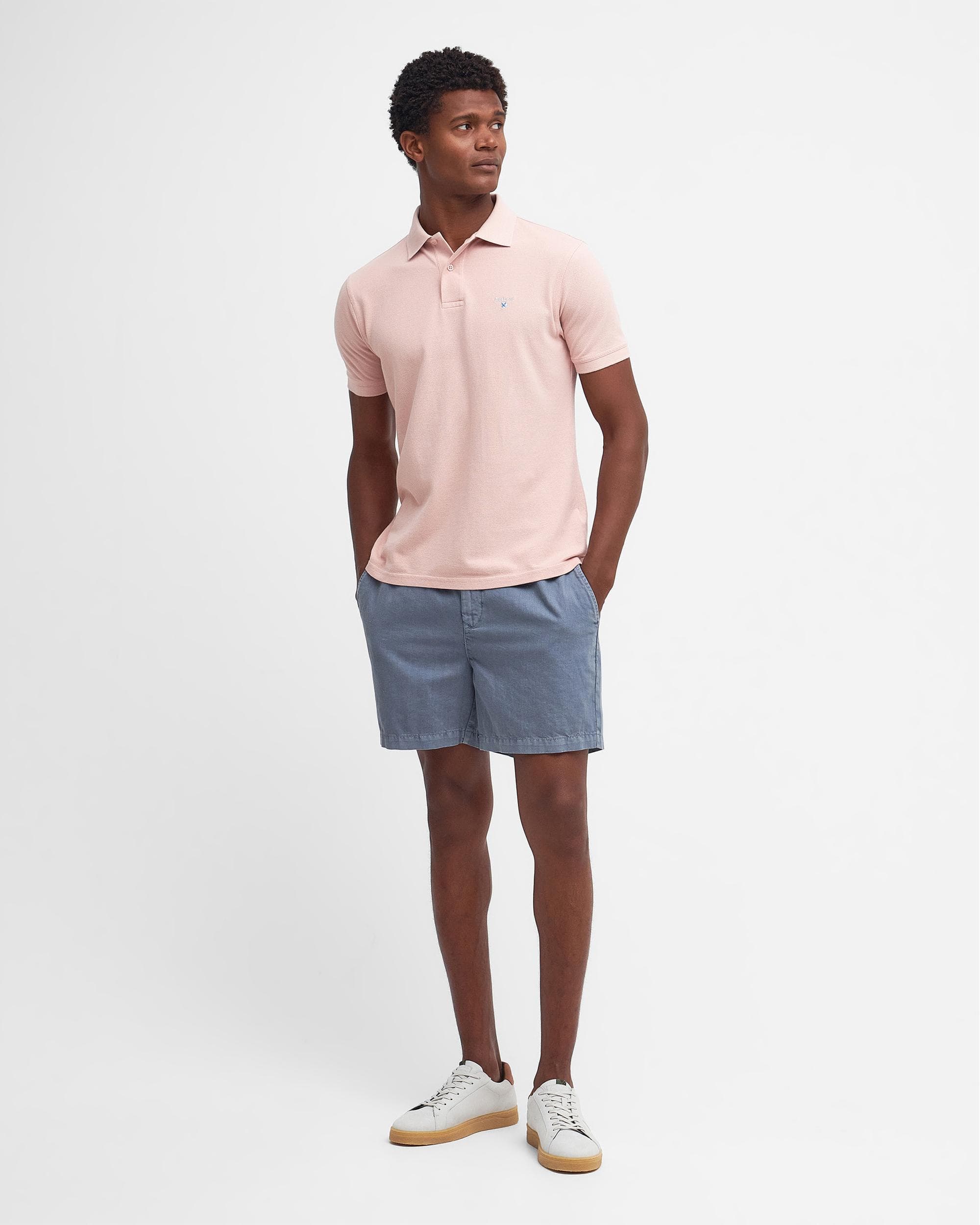 Barbour Mens Sports Polo Shirt - Pink Mist - Image 3