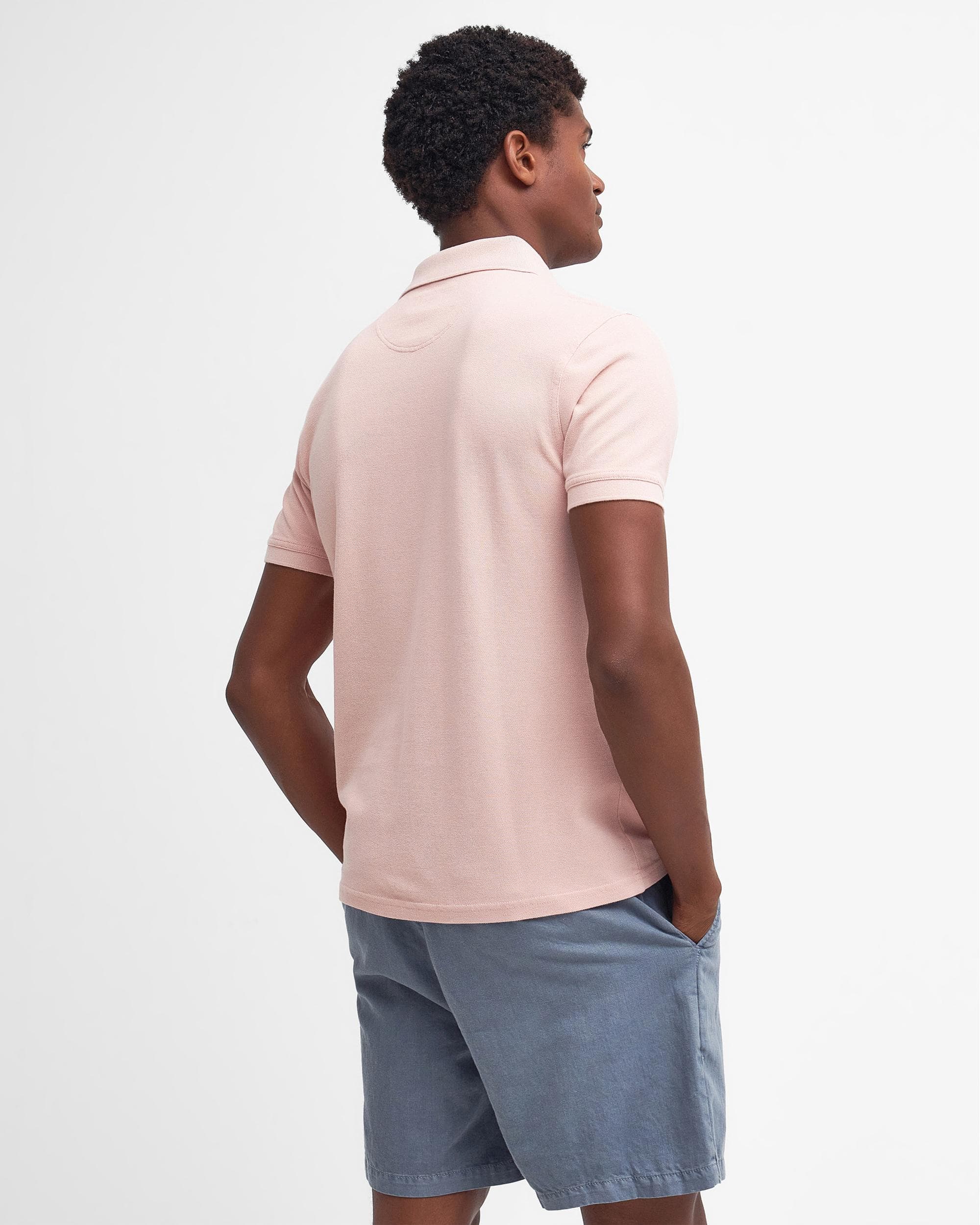 Barbour Mens Sports Polo Shirt - Pink Mist - Image 4