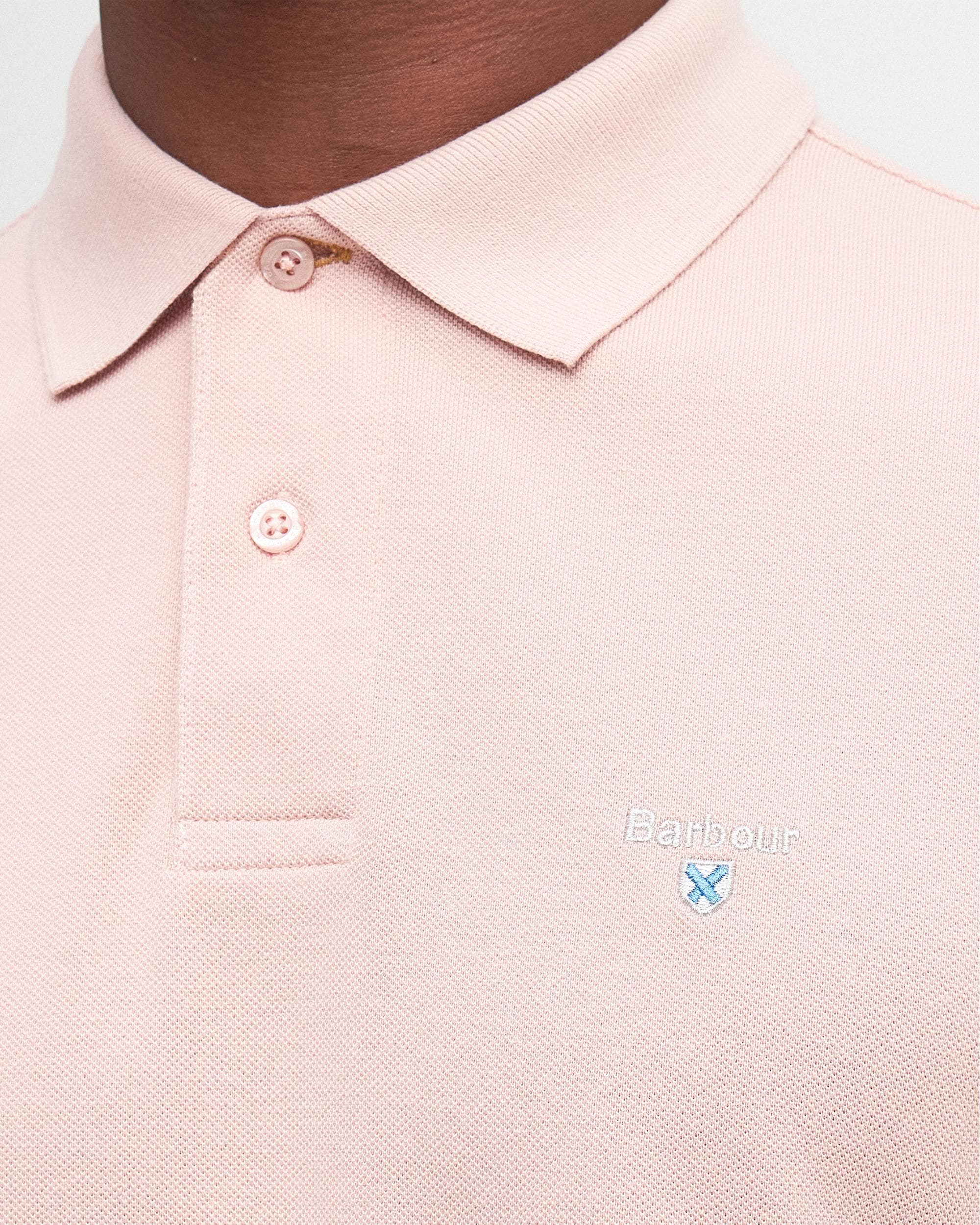 Barbour Mens Sports Polo Shirt - Pink Mist - Image 5