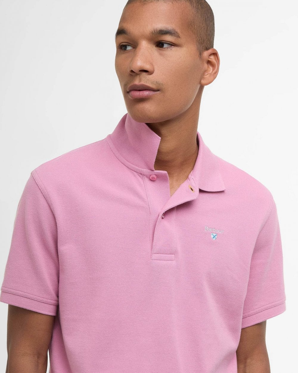 Barbour Mens Sports Polo Shirt - True Pink - Image 2