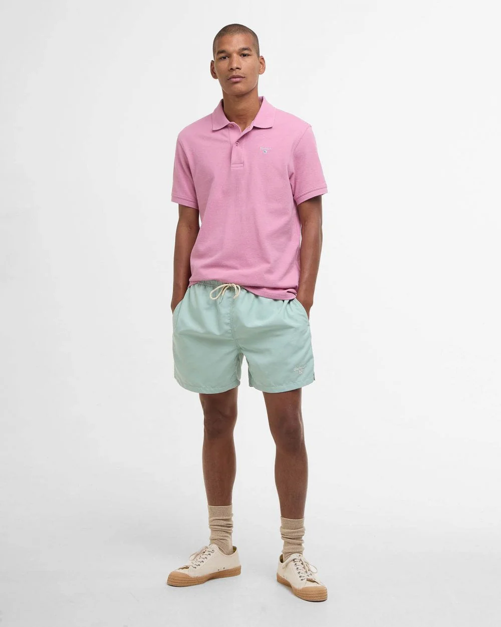 Barbour Mens Sports Polo Shirt - True Pink - Image 3