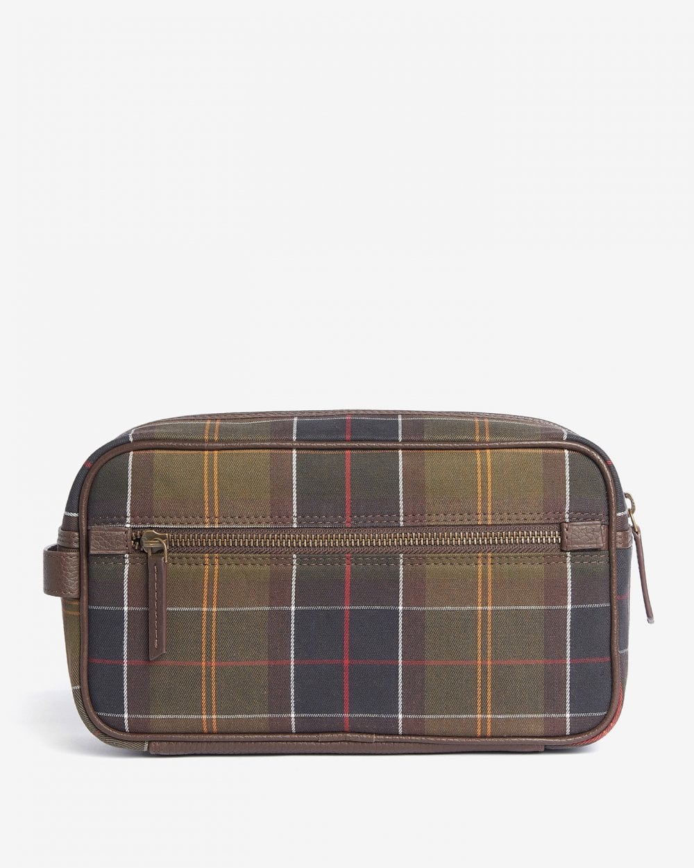 Barbour Mens Tartan Leather Washbag - Image 2