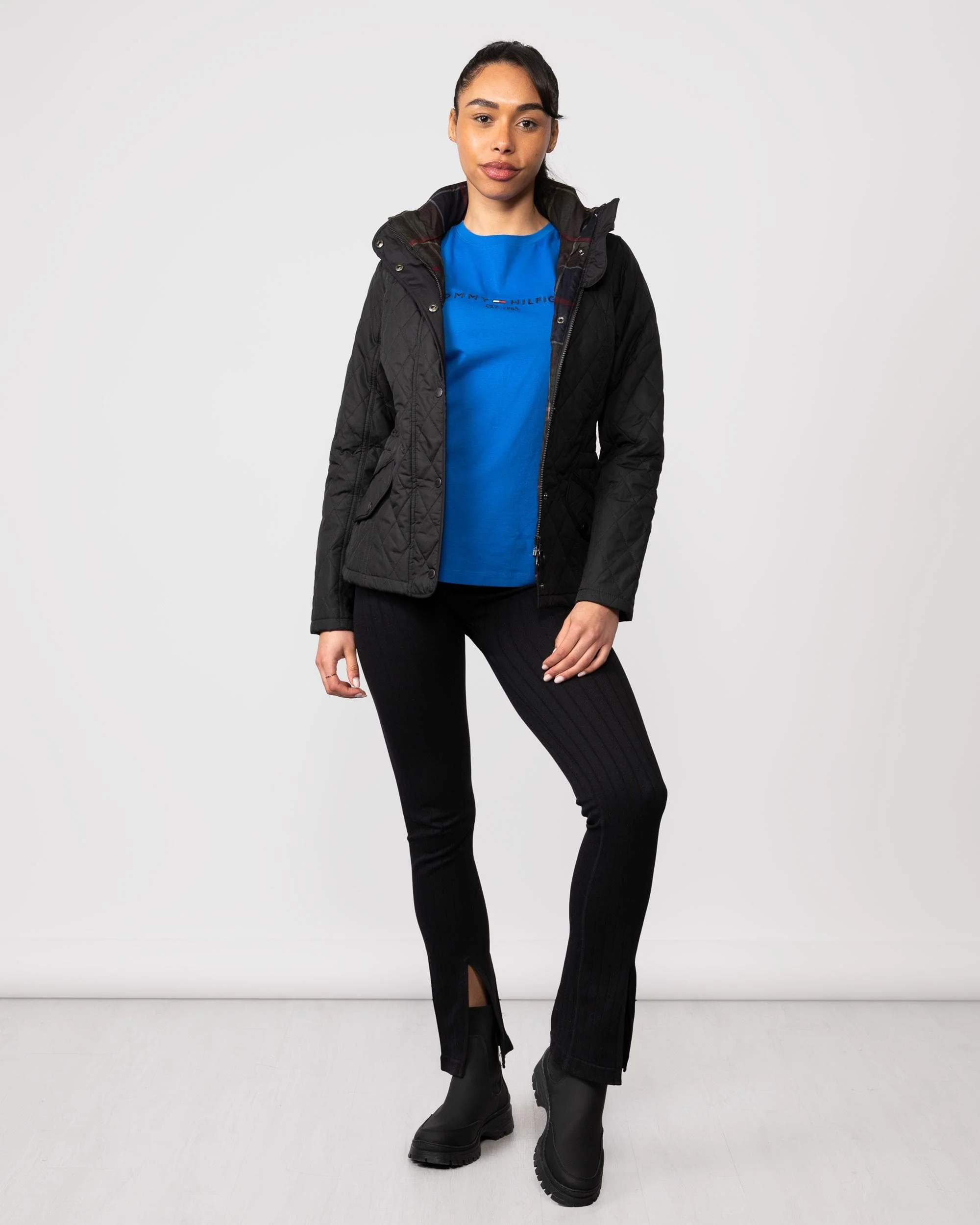 Barbour Millfire Quilted Womens Jacket - Black/Classic - Image 2