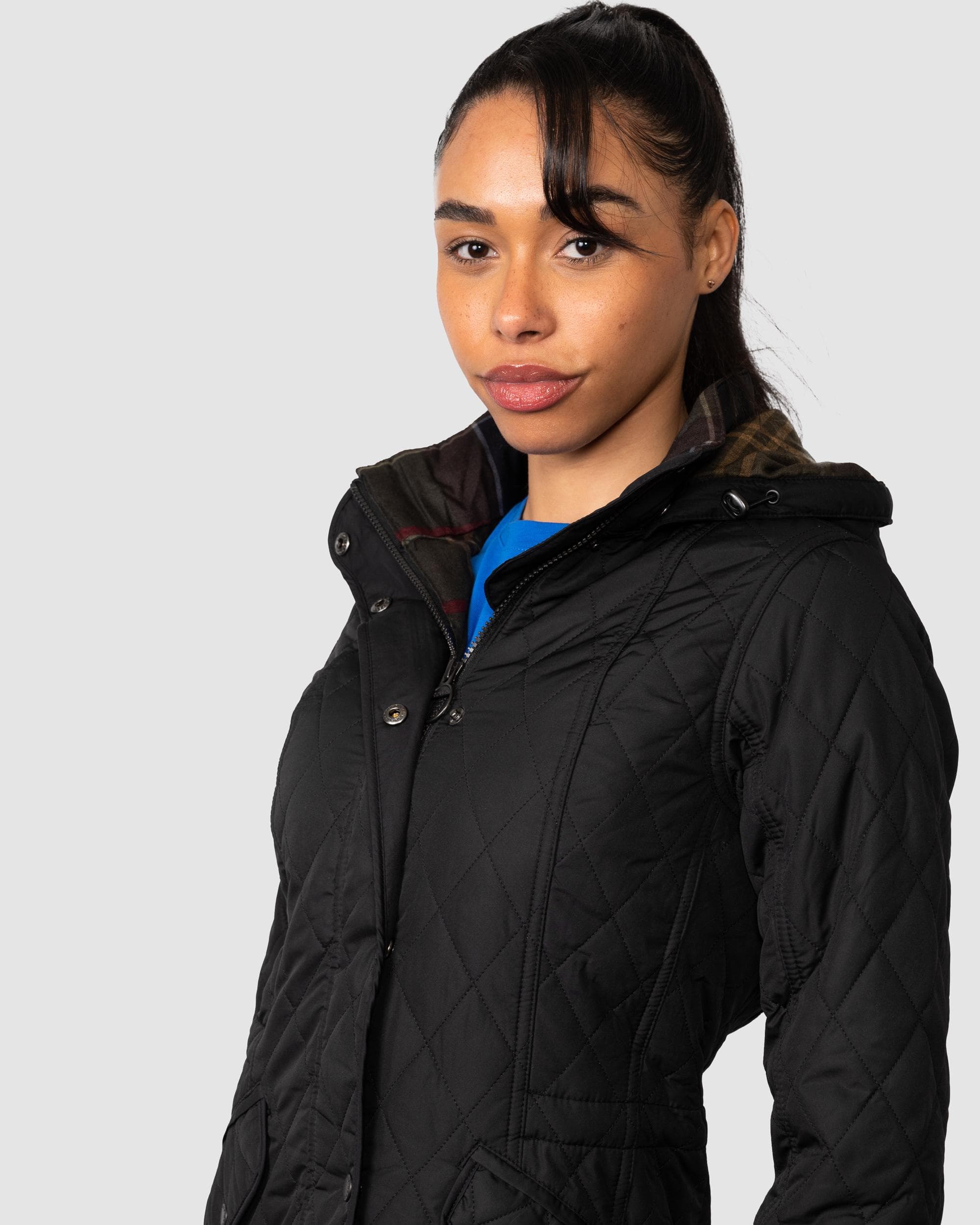 Barbour Millfire Quilted Womens Jacket - Black/Classic - Image 4