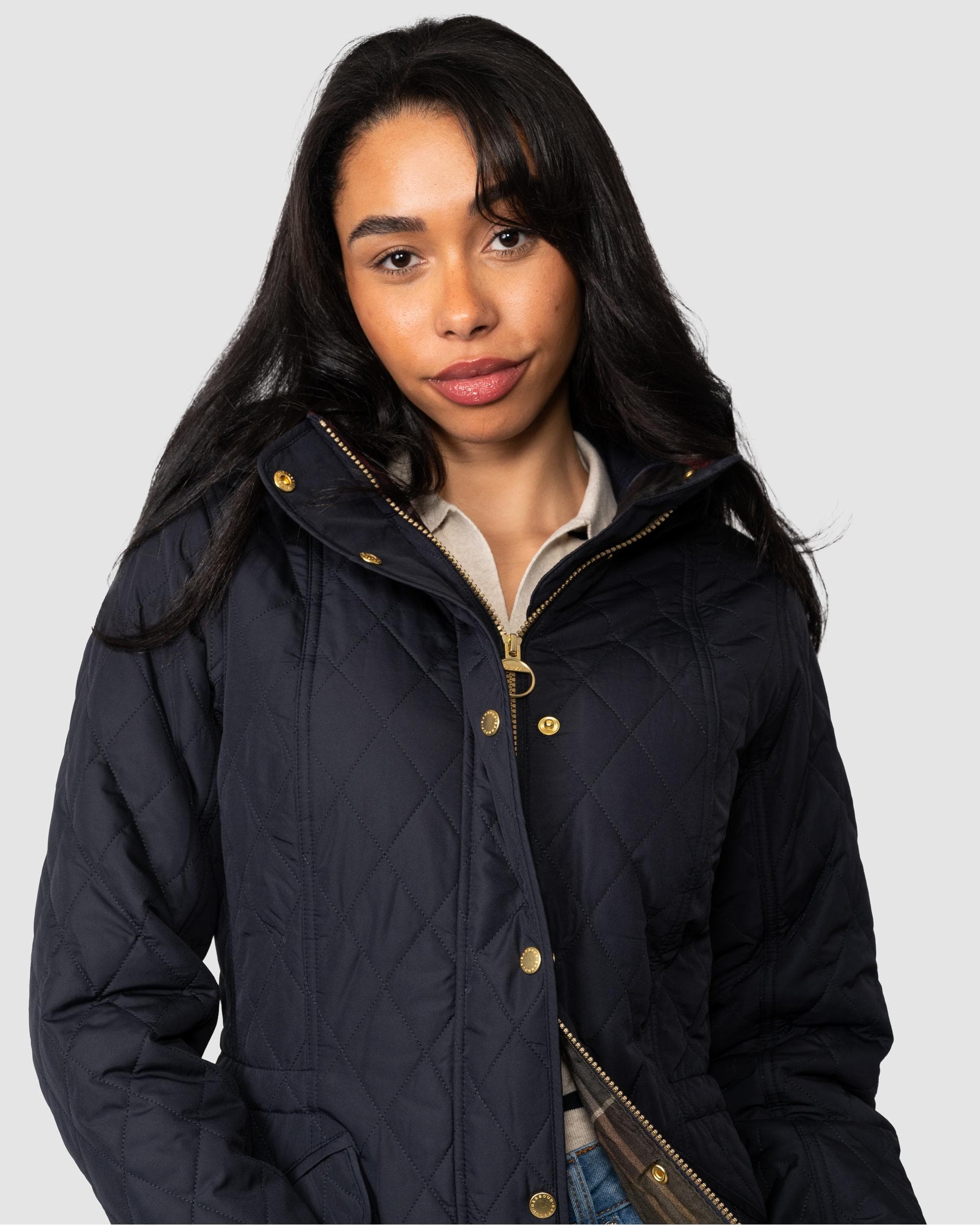 Barbour Millfire Quilted Womens Jacket - Navy/Classic - Image 3