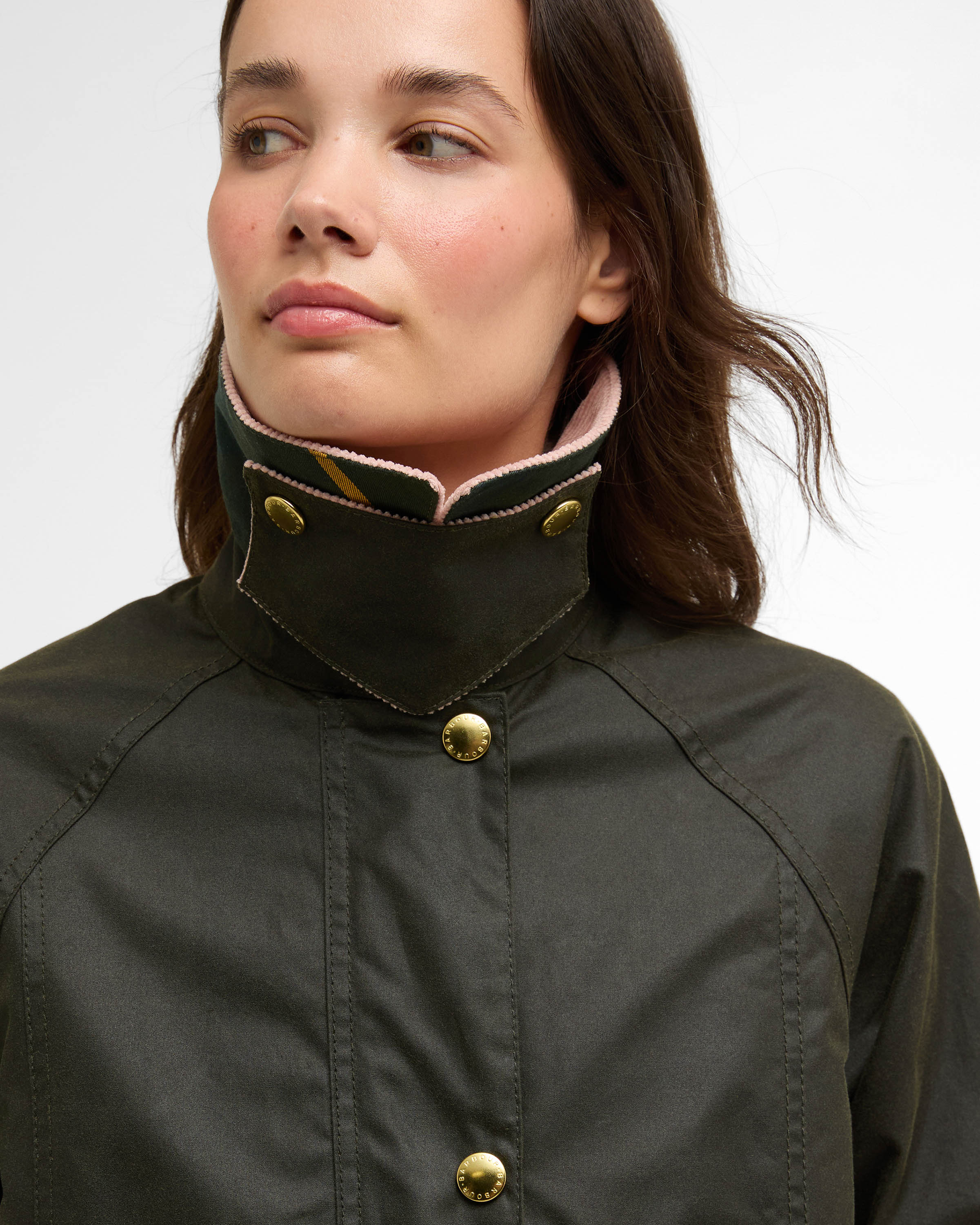 Barbour Modern Beadnell Womens Wax Jacket - Archive Olive/Ancient/Gardenia - Image 3