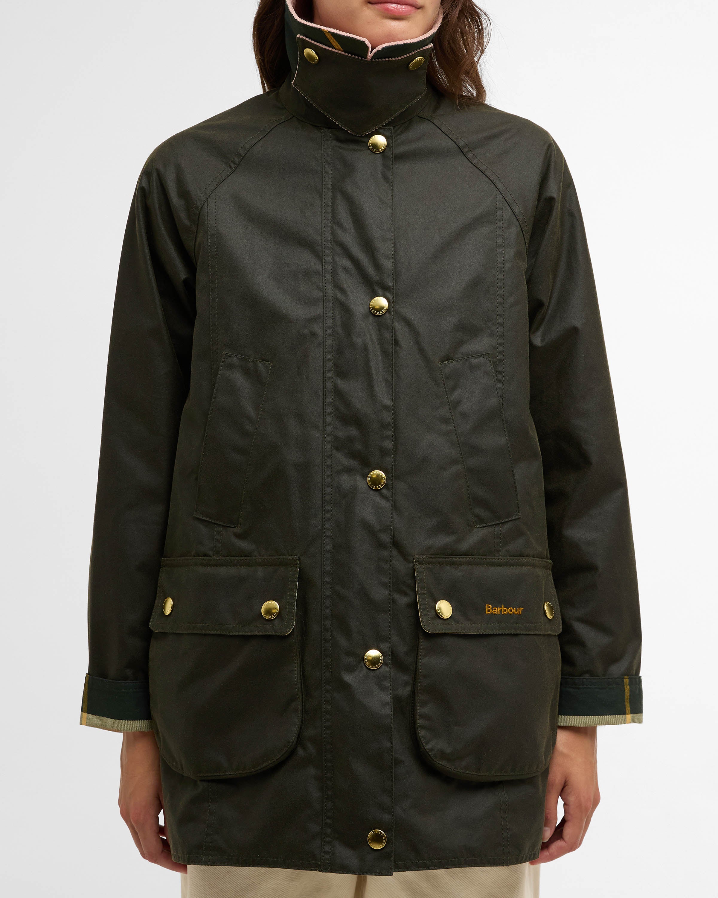 Barbour Modern Beadnell Womens Wax Jacket - Archive Olive/Ancient/Gardenia - Image 5
