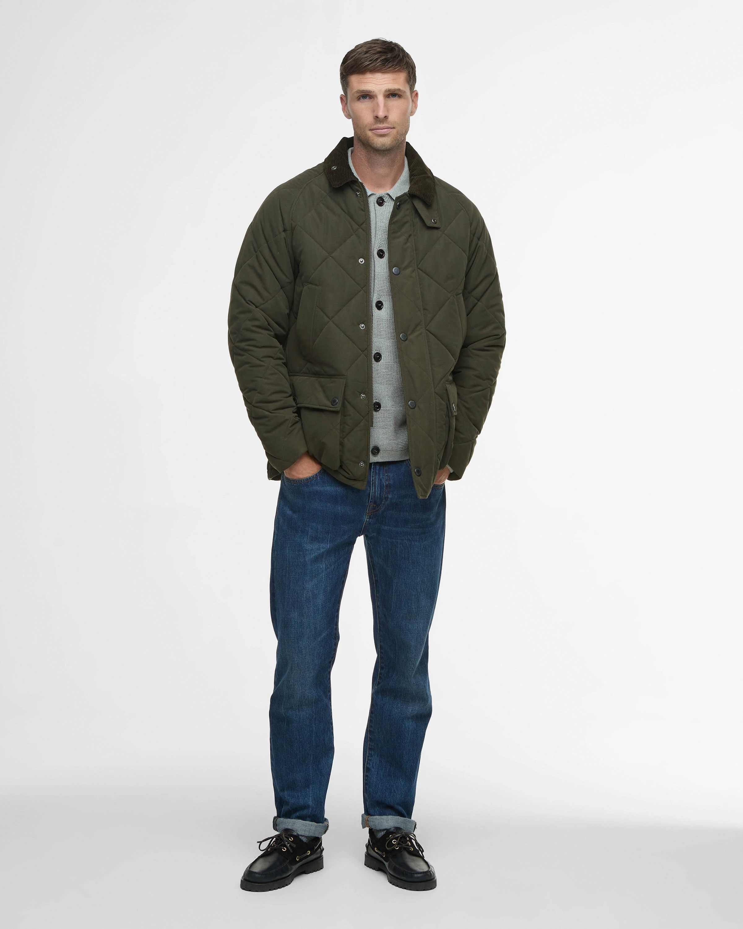 Barbour Modern Bedale Mens Quilted Jacket - Olive - Image 2