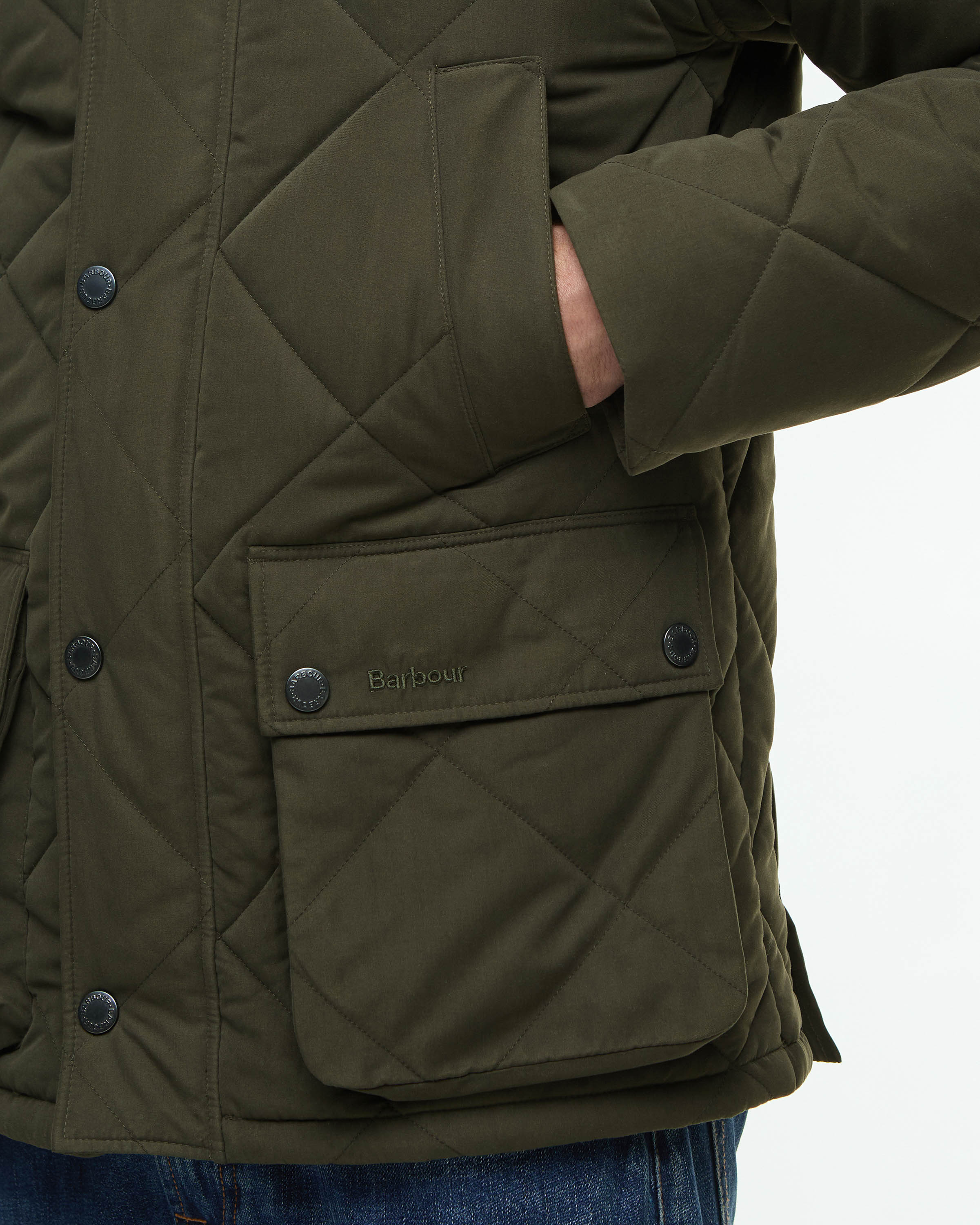 Barbour Modern Bedale Mens Quilted Jacket - Olive - Image 3