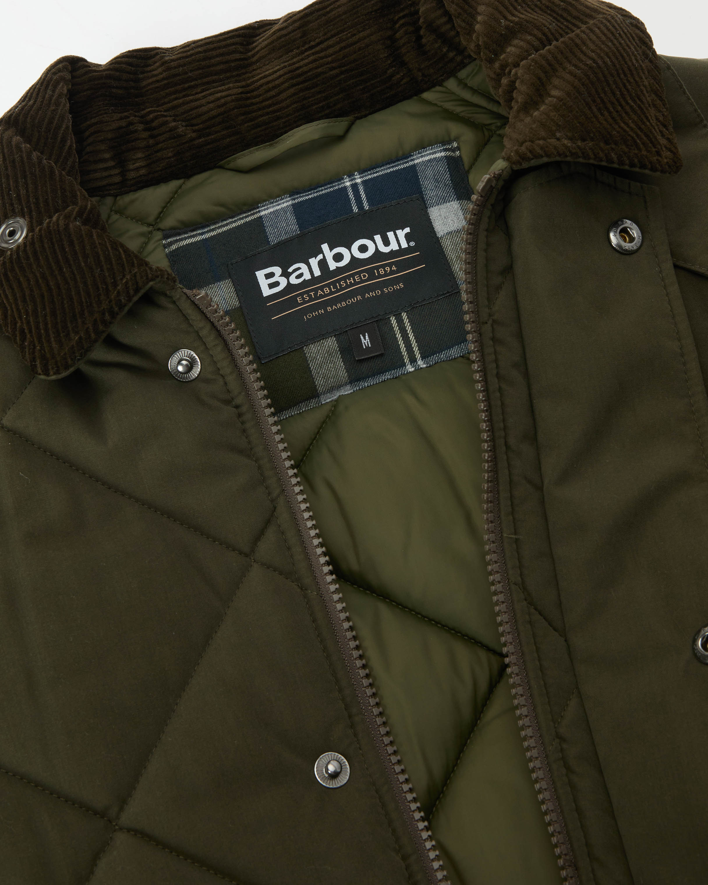 Barbour Modern Bedale Mens Quilted Jacket - Olive - Image 8