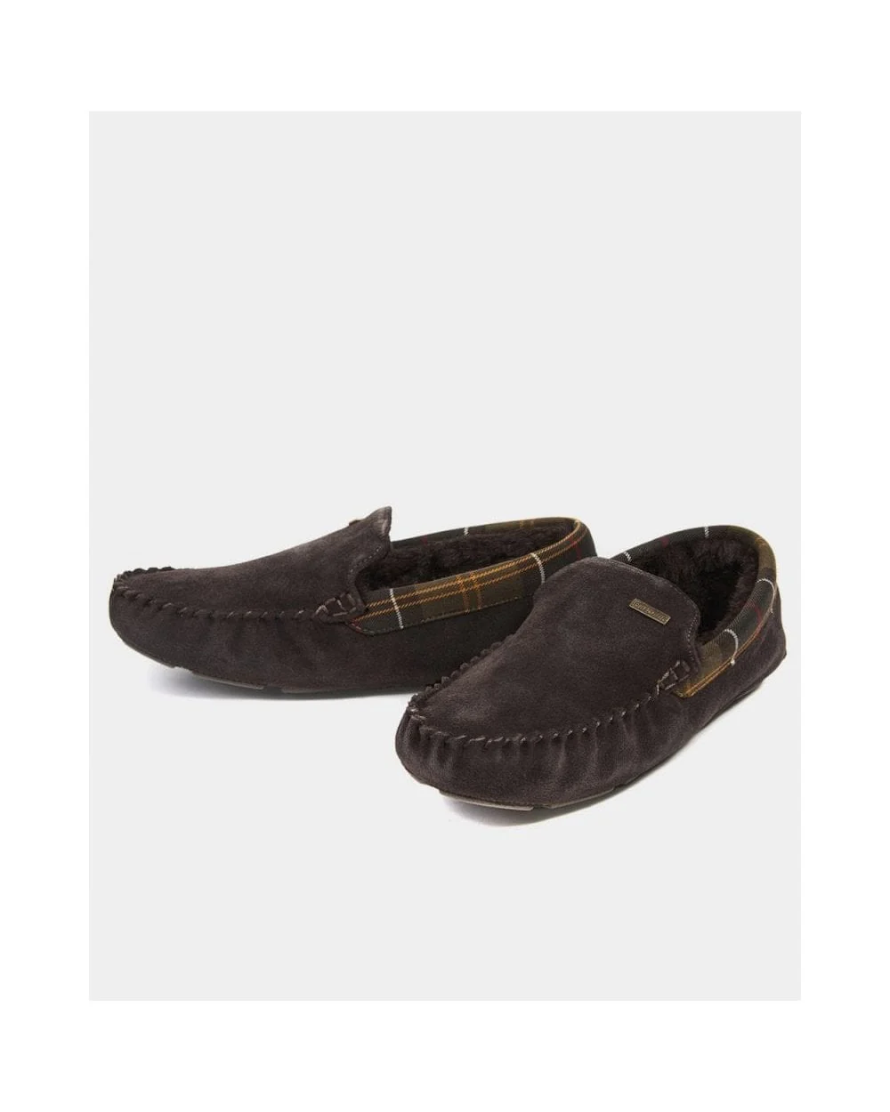 Barbour Monty Moccasin Mens Slippers - Brown Suede - Image 2