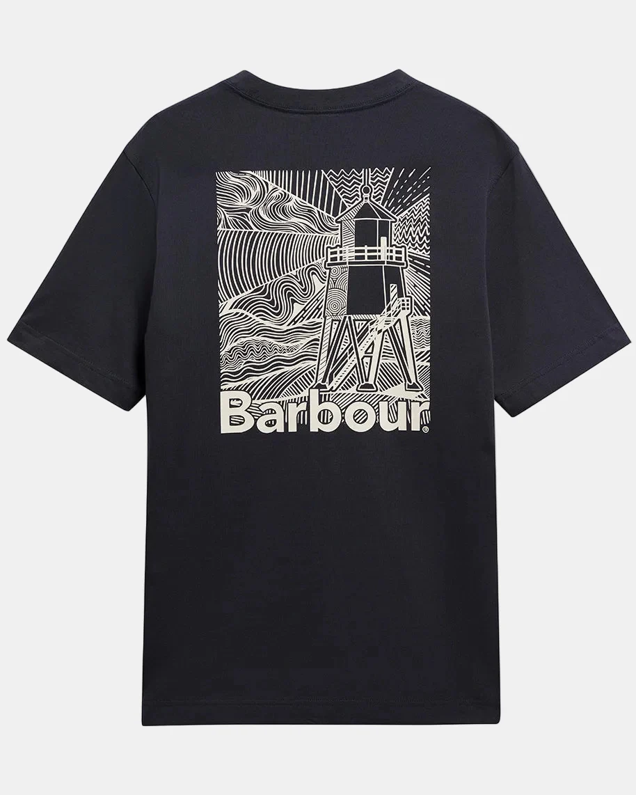 Barbour Moonwell Mens Relaxed Graphic T-Shirt - Dark Navy - Image 2