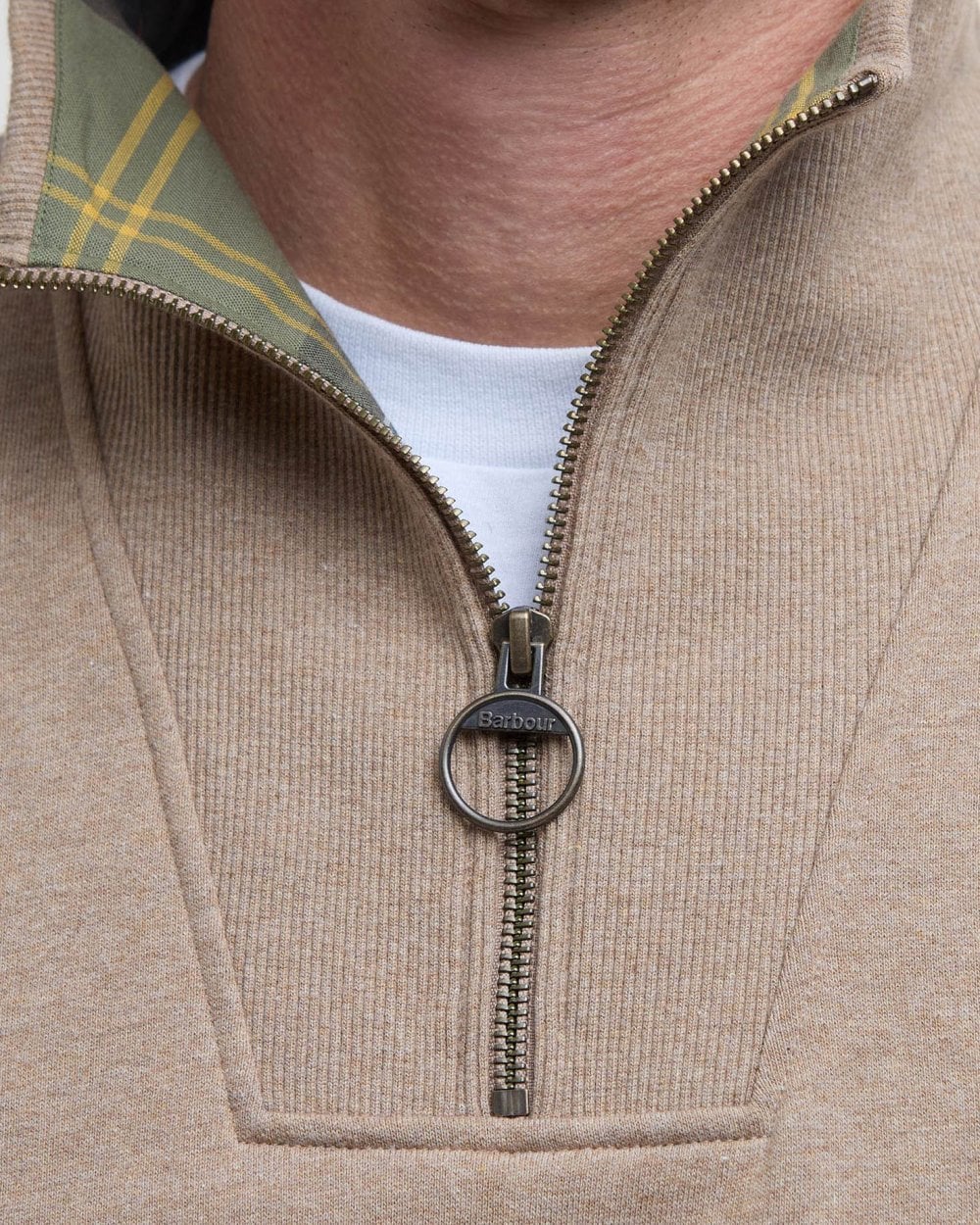 Barbour Nelson Mens Half Zip Sweatshirt - Stone Marl - Image 3