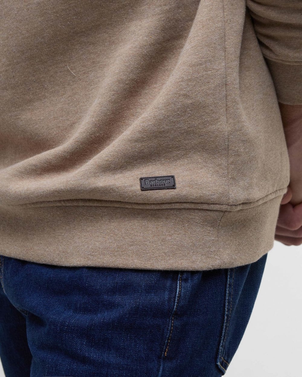 Barbour Nelson Mens Half Zip Sweatshirt - Stone Marl - Image 5