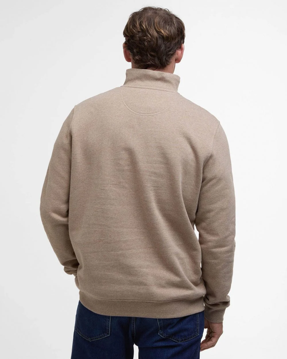 Barbour Nelson Mens Half Zip Sweatshirt - Stone Marl - Image 6