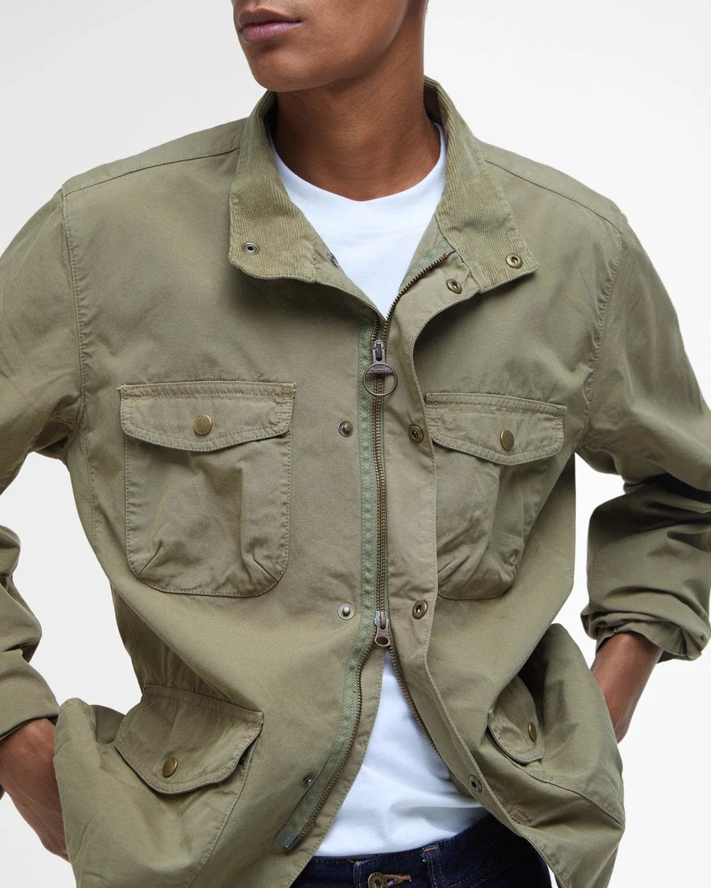 Barbour Ogston Mens Casual Jacket - Bleached Olive - Image 3