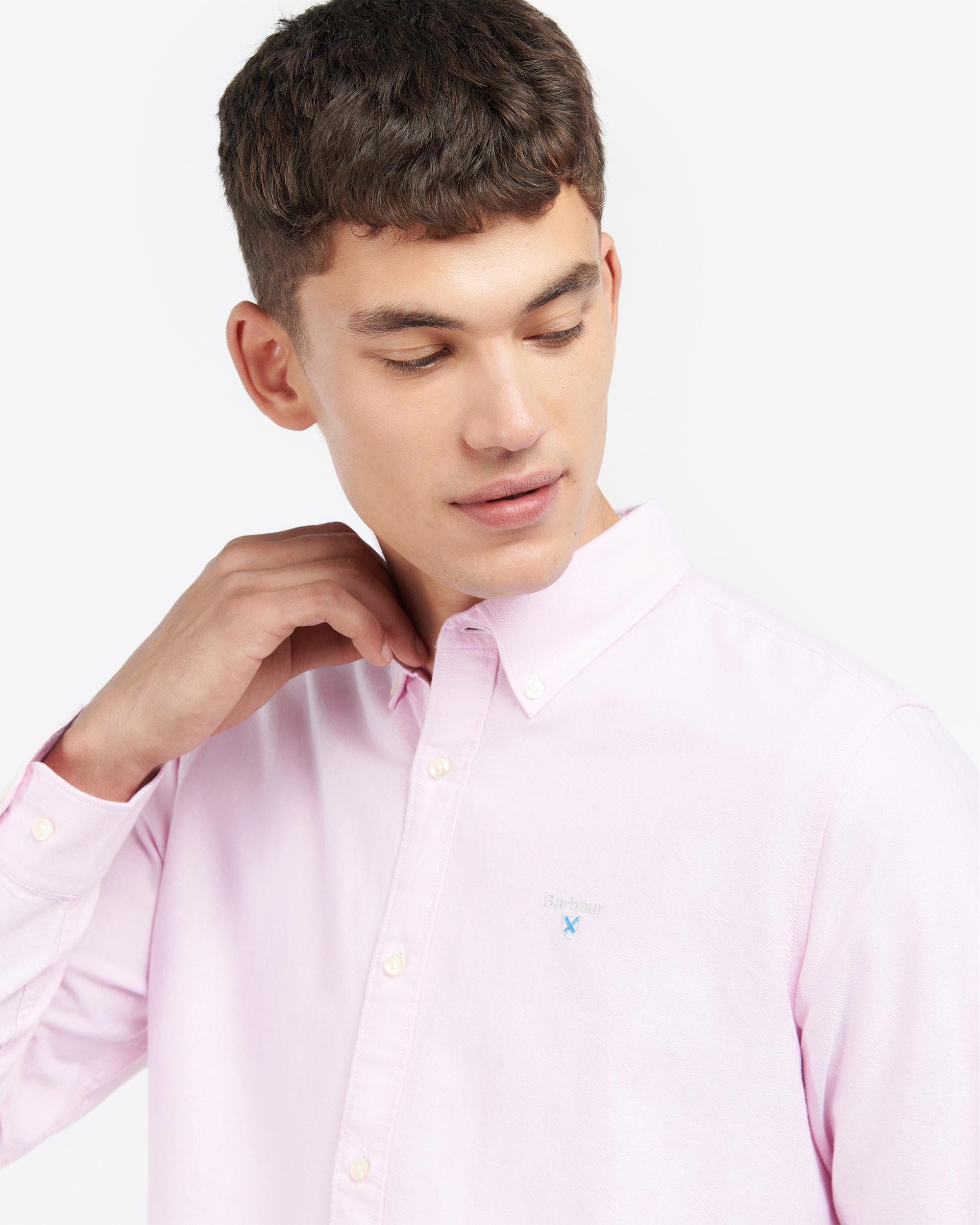 Barbour Oxtown Long Sleeve Mens Tailored Shirt - Pink - Image 2