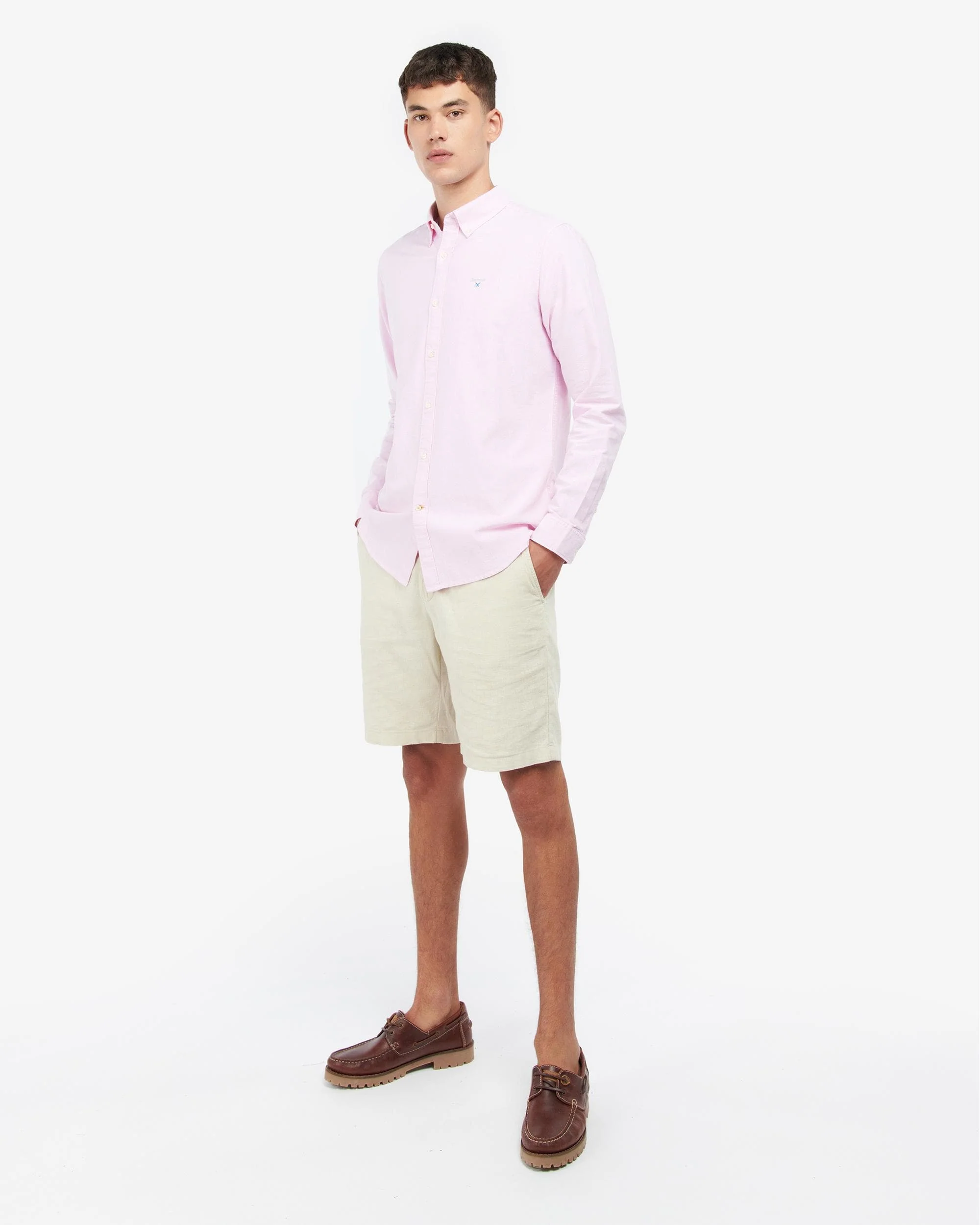 Barbour Oxtown Long Sleeve Mens Tailored Shirt - Pink - Image 3