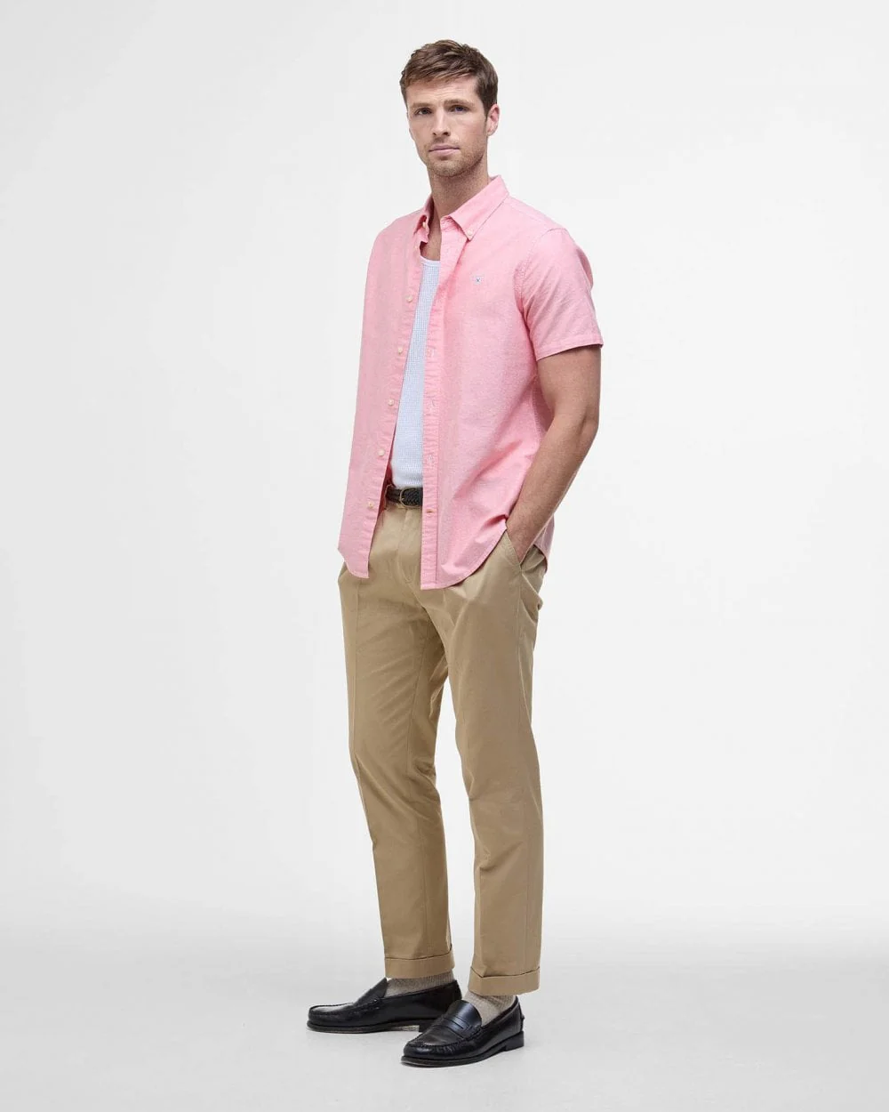 Barbour Oxtown Mens Tailored Shirt - Horizon Orange - Image 2
