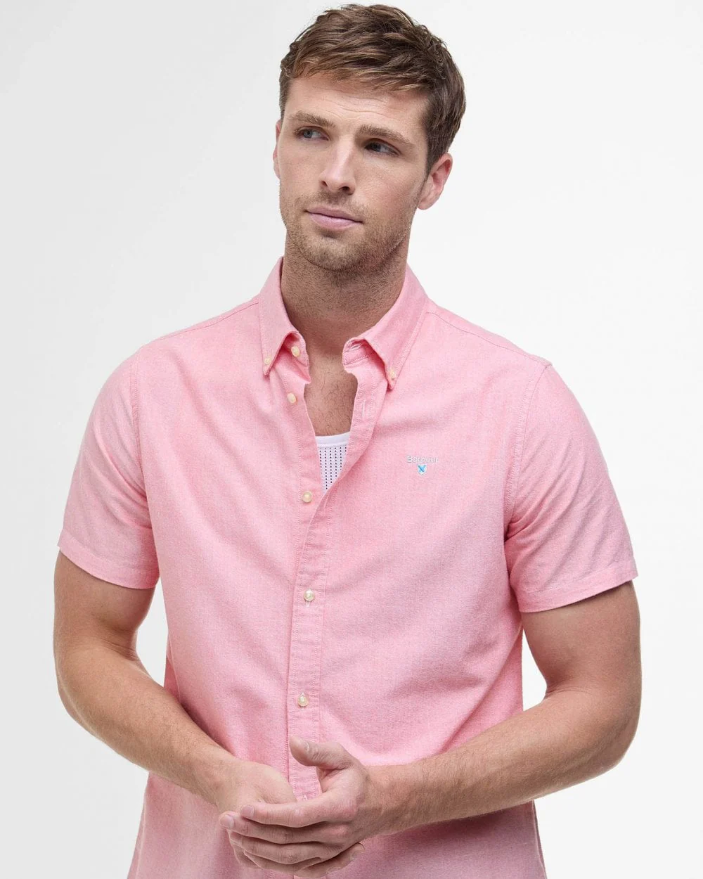 Barbour Oxtown Mens Tailored Shirt - Horizon Orange - Image 3