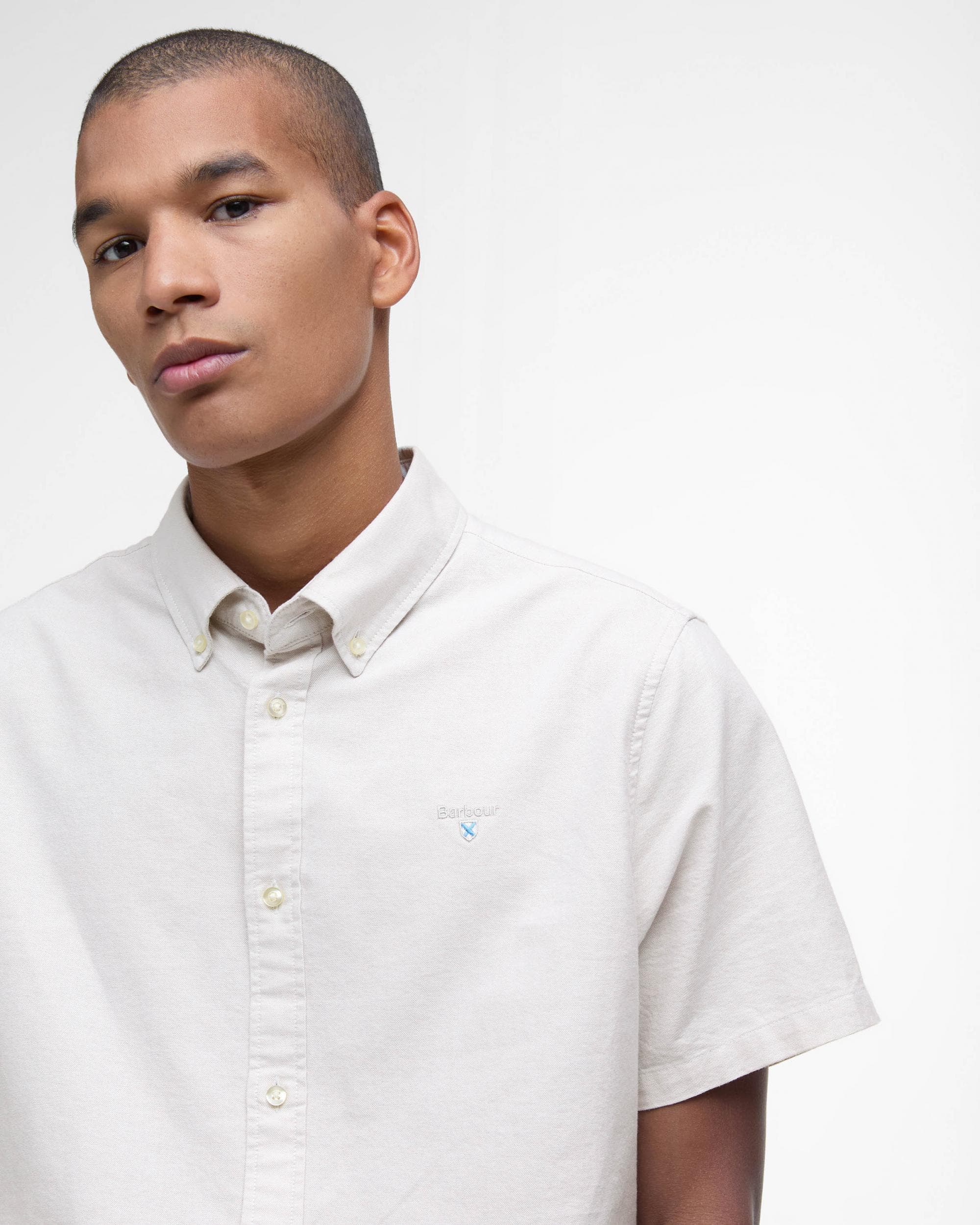 Barbour Oxtown Mens Tailored Shirt - Oatmeal - Image 3