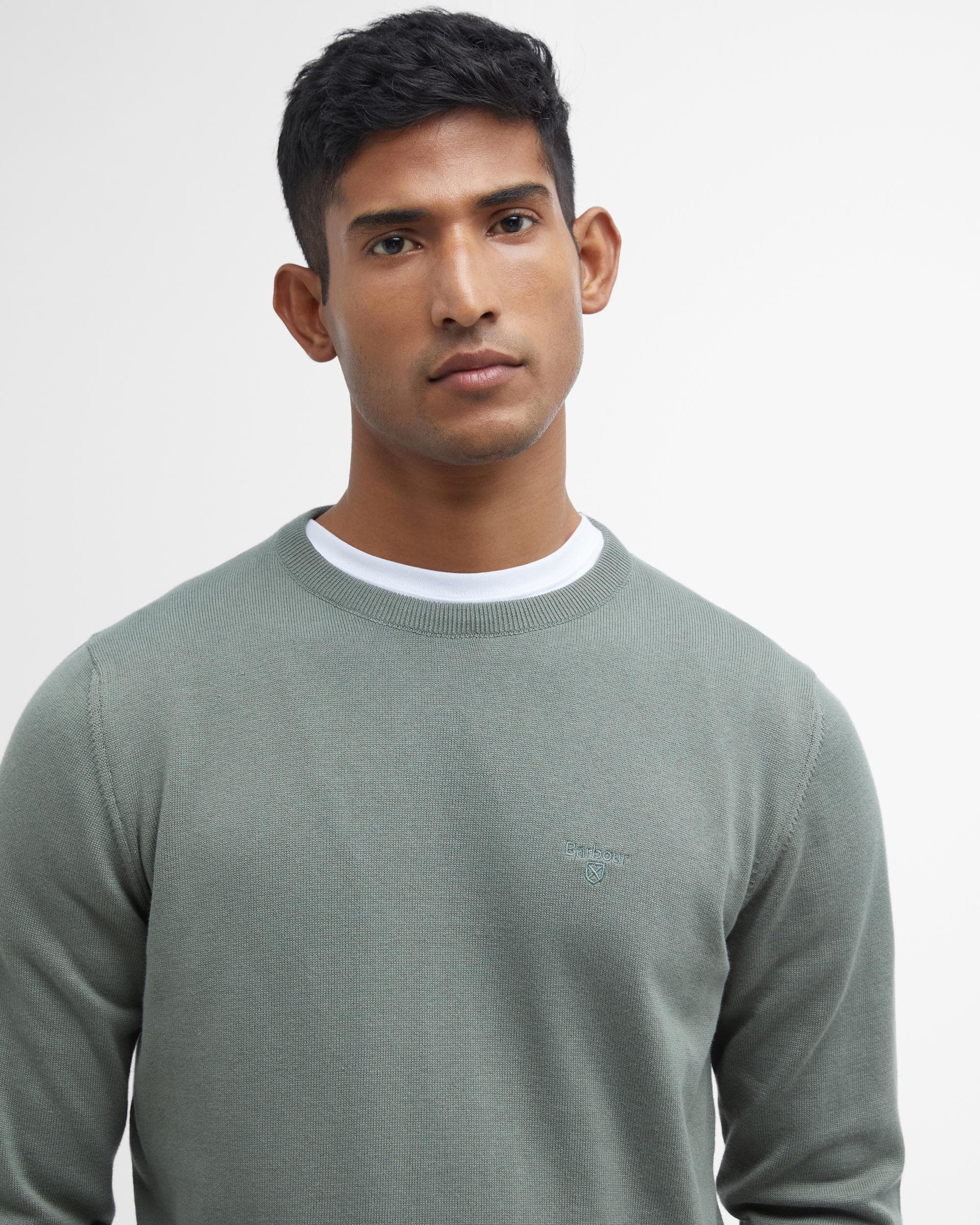 Barbour Pima Cotton Mens Crew Sweatshirt - Agave Green - Image 2