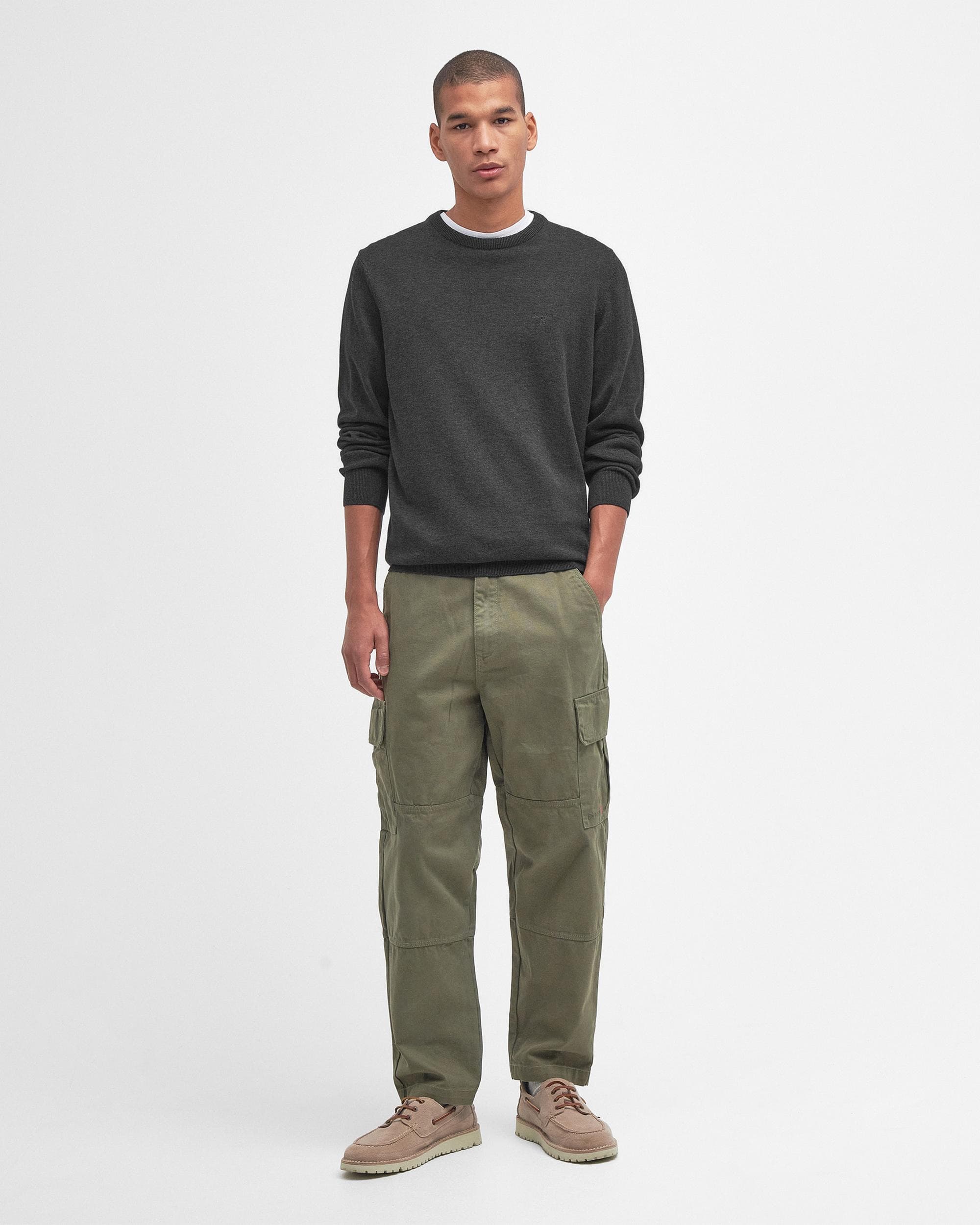 Barbour Pima Cotton Mens Crew Sweatshirt - Charcoal - Image 3