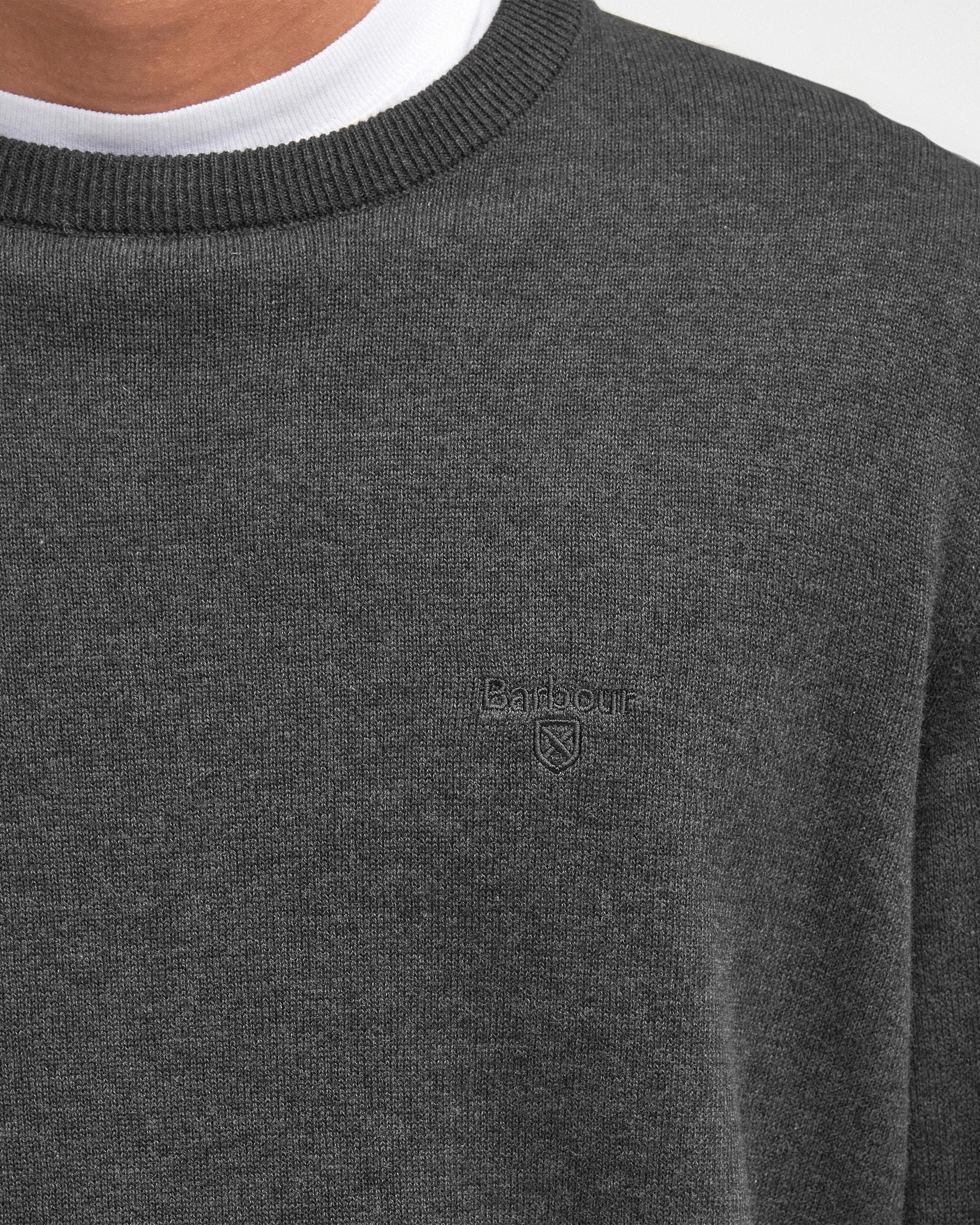 Barbour Pima Cotton Mens Crew Sweatshirt - Charcoal - Image 5