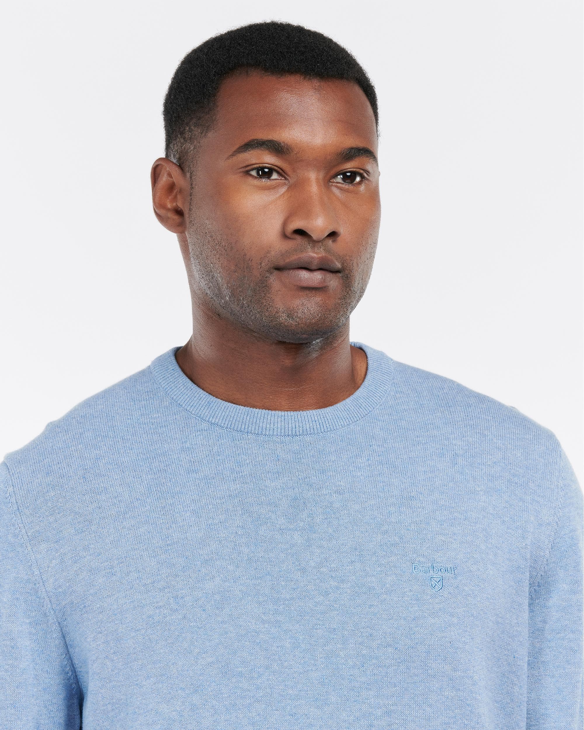 Barbour Pima Cotton Mens Crew Sweatshirt - Dark Chambray - Image 2