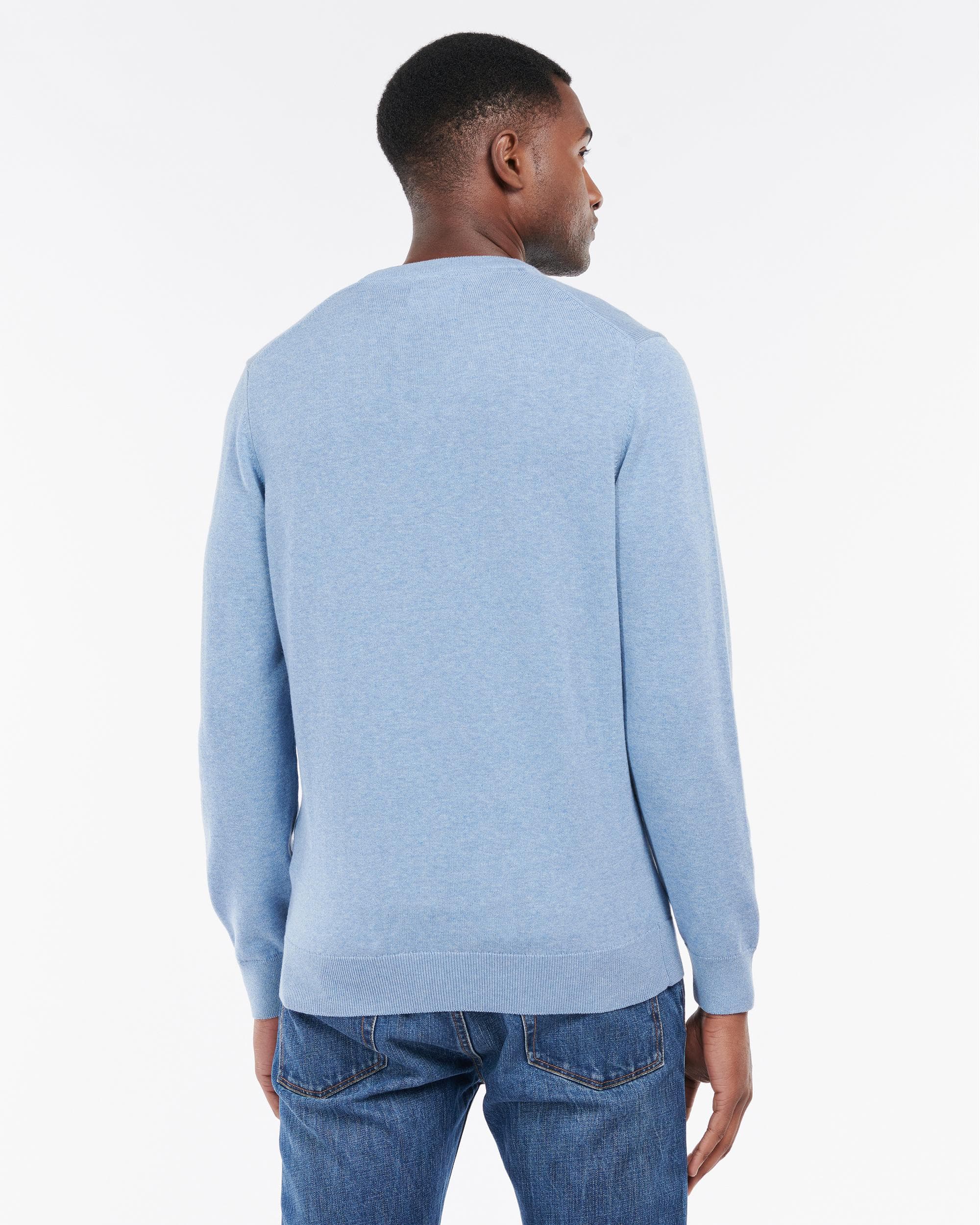 Barbour Pima Cotton Mens Crew Sweatshirt - Dark Chambray - Image 4