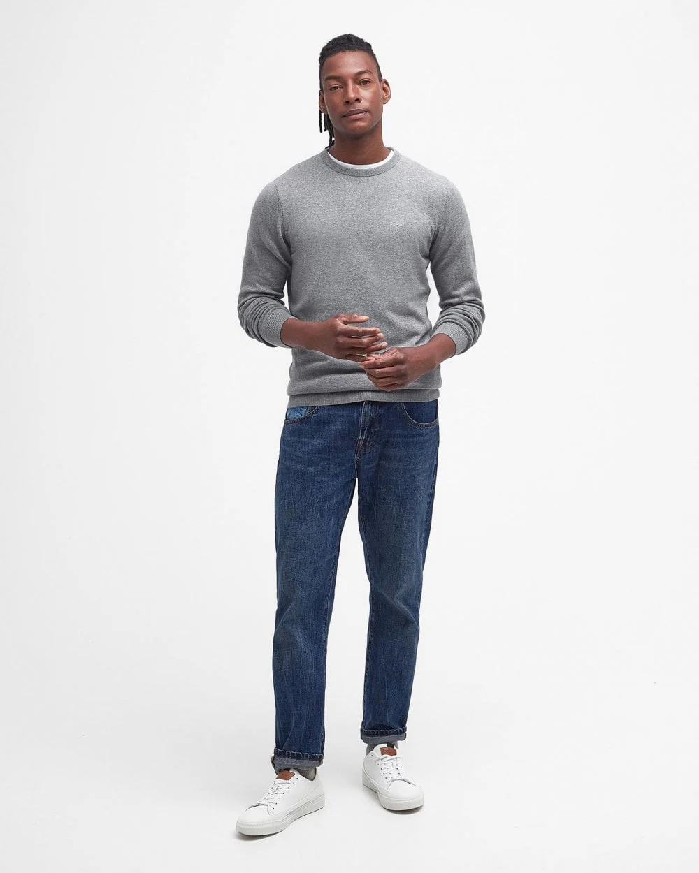 Barbour Pima Cotton Mens Crew Sweatshirt - Grey - Image 3