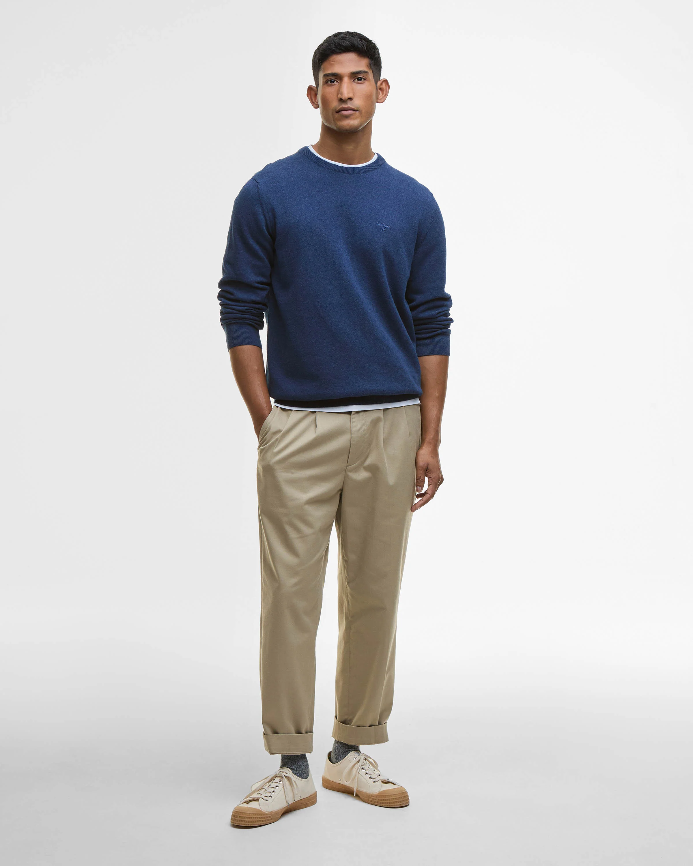 Barbour Pima Cotton Mens Crew Sweatshirt - Inky Marl - Image 2