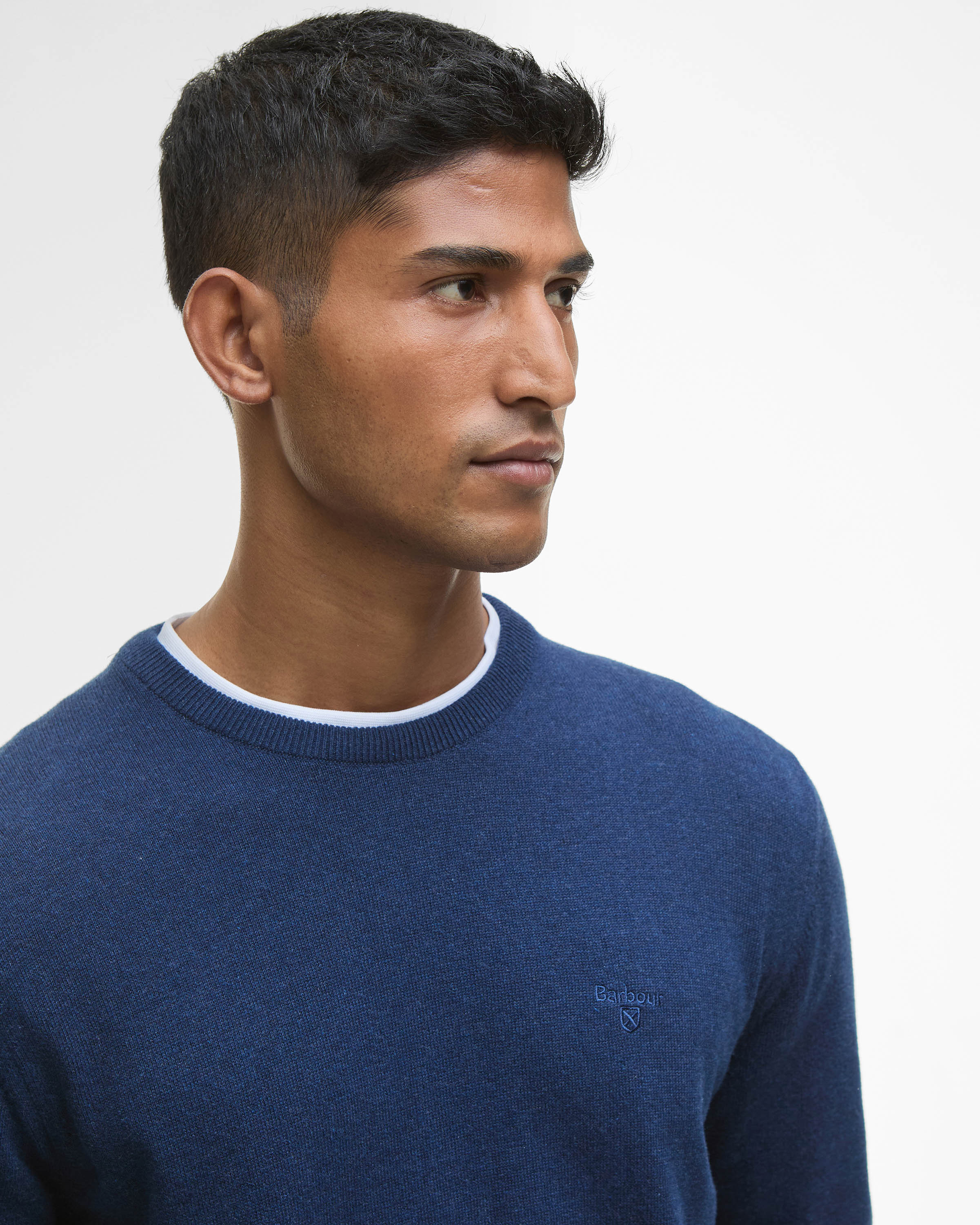 Barbour Pima Cotton Mens Crew Sweatshirt - Inky Marl - Image 3