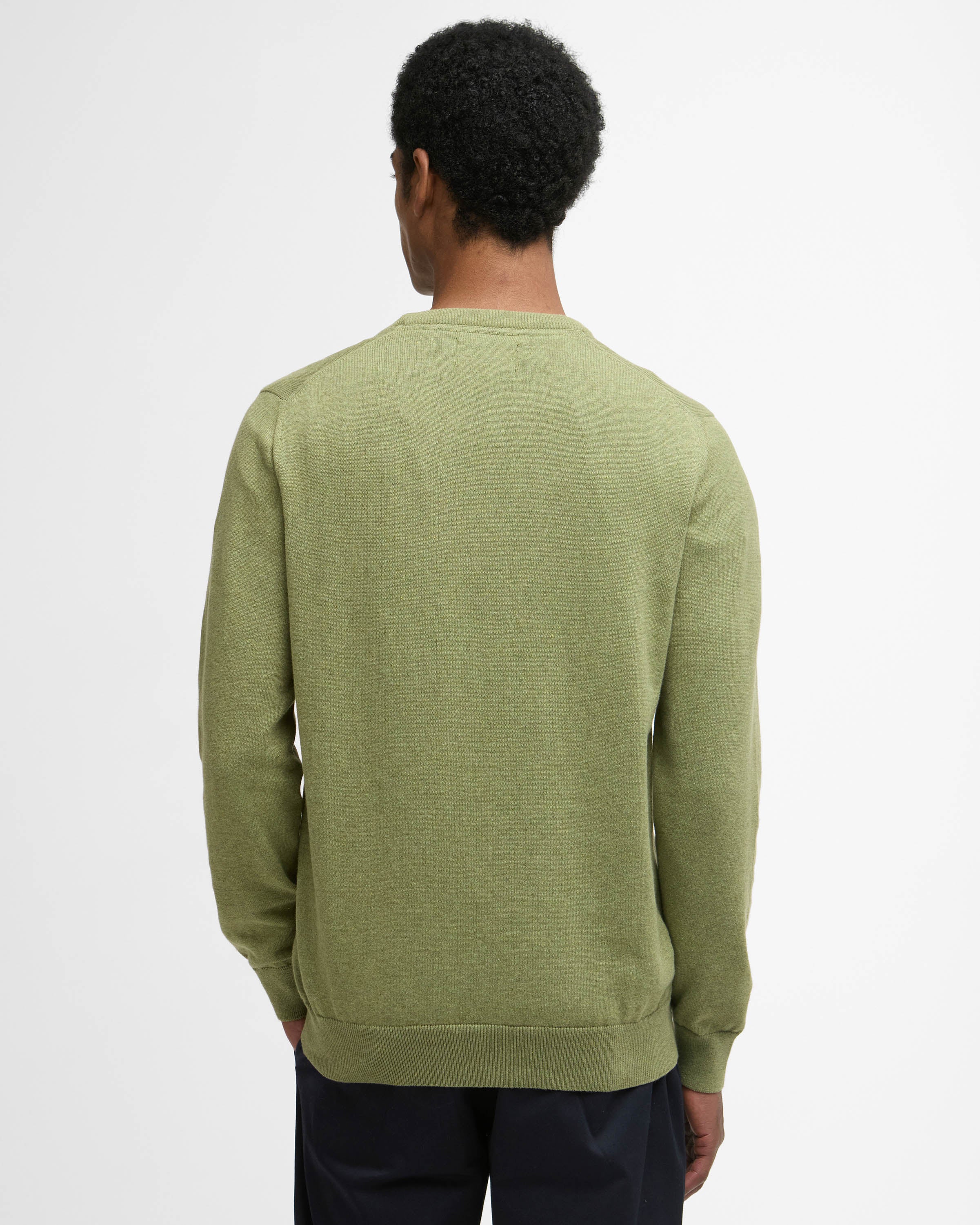 Barbour Pima Cotton Mens Crew Sweatshirt - Laurel Green - Image 5