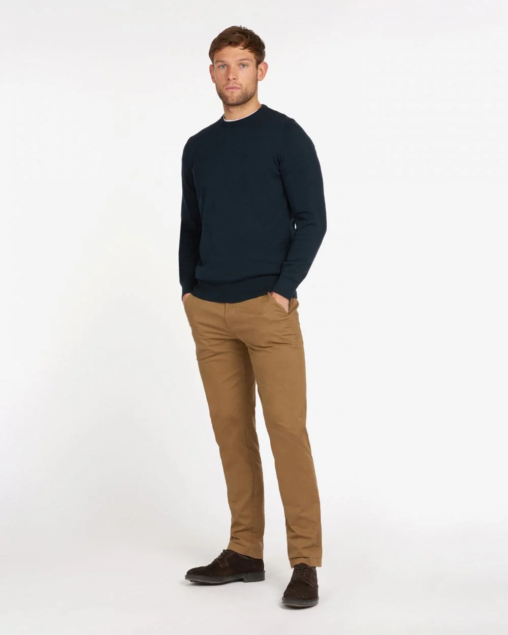 Barbour Pima Cotton Mens Crew Sweatshirt - Navy - Image 3