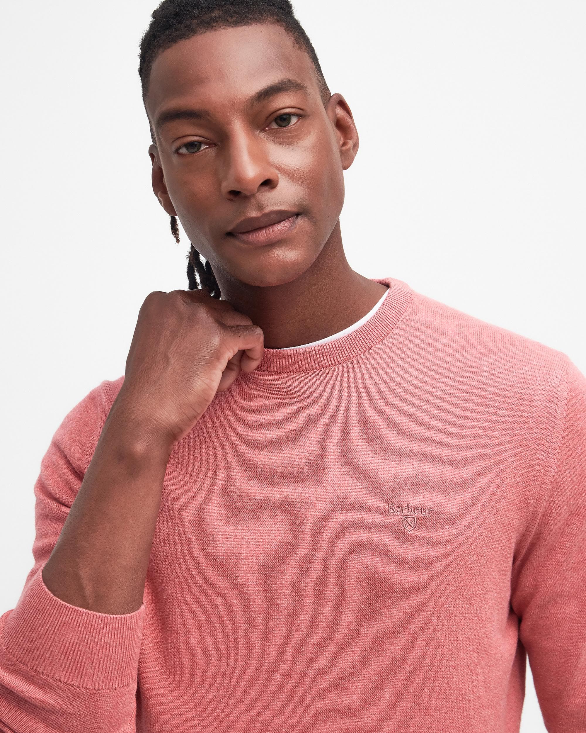 Barbour Pima Cotton Mens Crew Sweatshirt - Pink Clay - Image 2