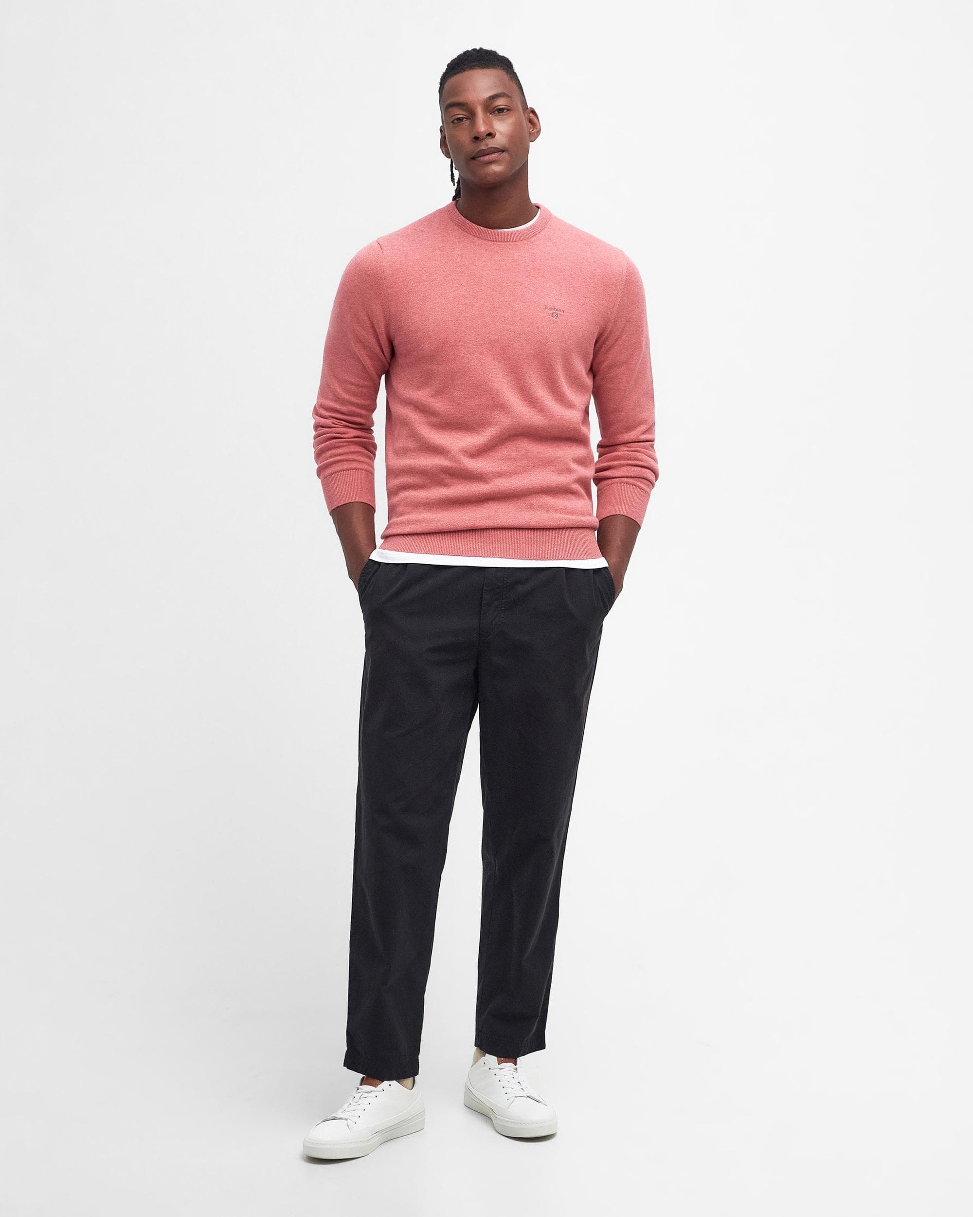 Barbour Pima Cotton Mens Crew Sweatshirt - Pink Clay - Image 3