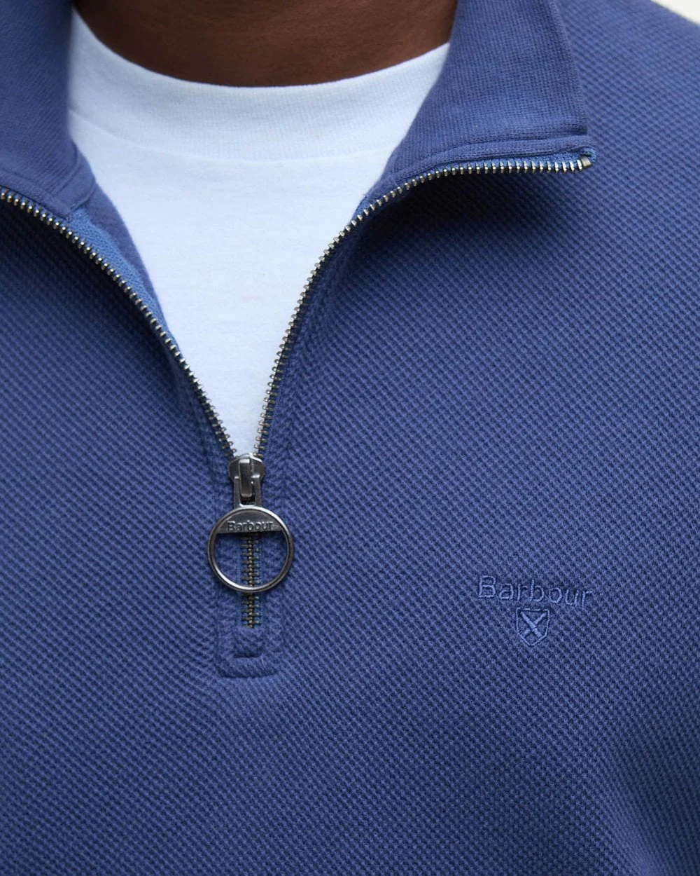 Barbour Pique Interlock Mens Half Zip Sweatshirt - Oceana - Image 4